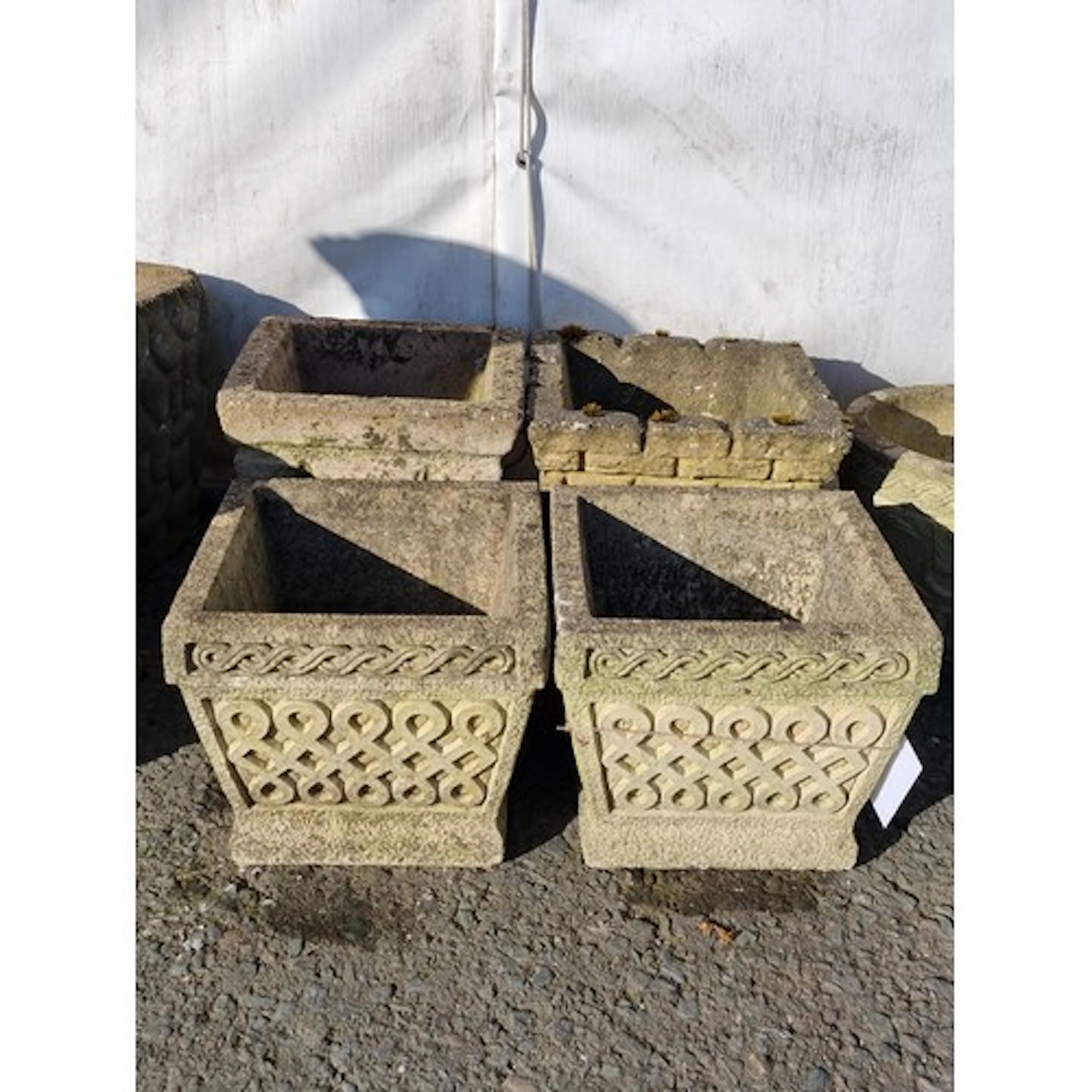 A pair of square composite stone Garden Planters "Cotswold S...