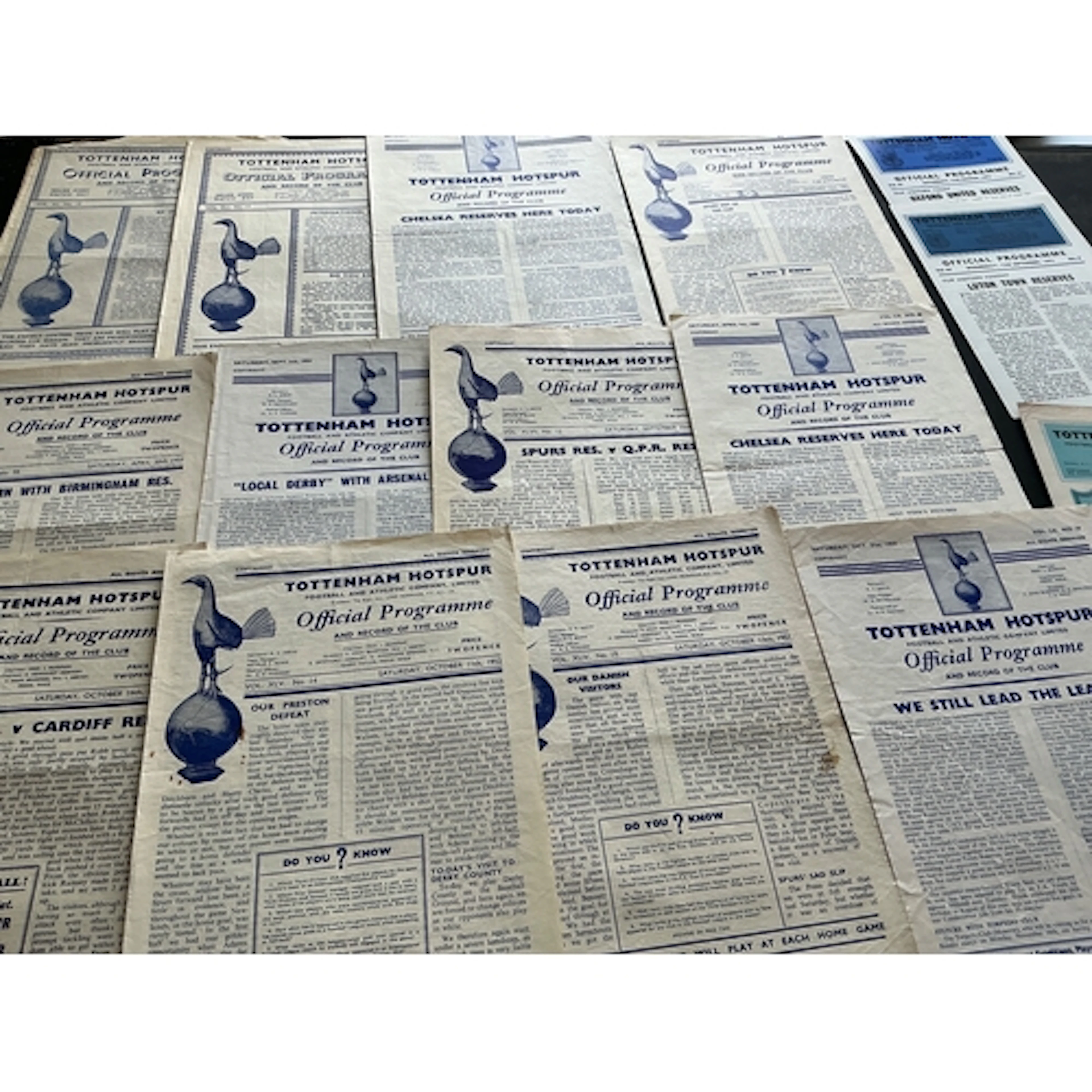 Tottenham Reserve Home Football Programmes: Mainly 1950s wit...