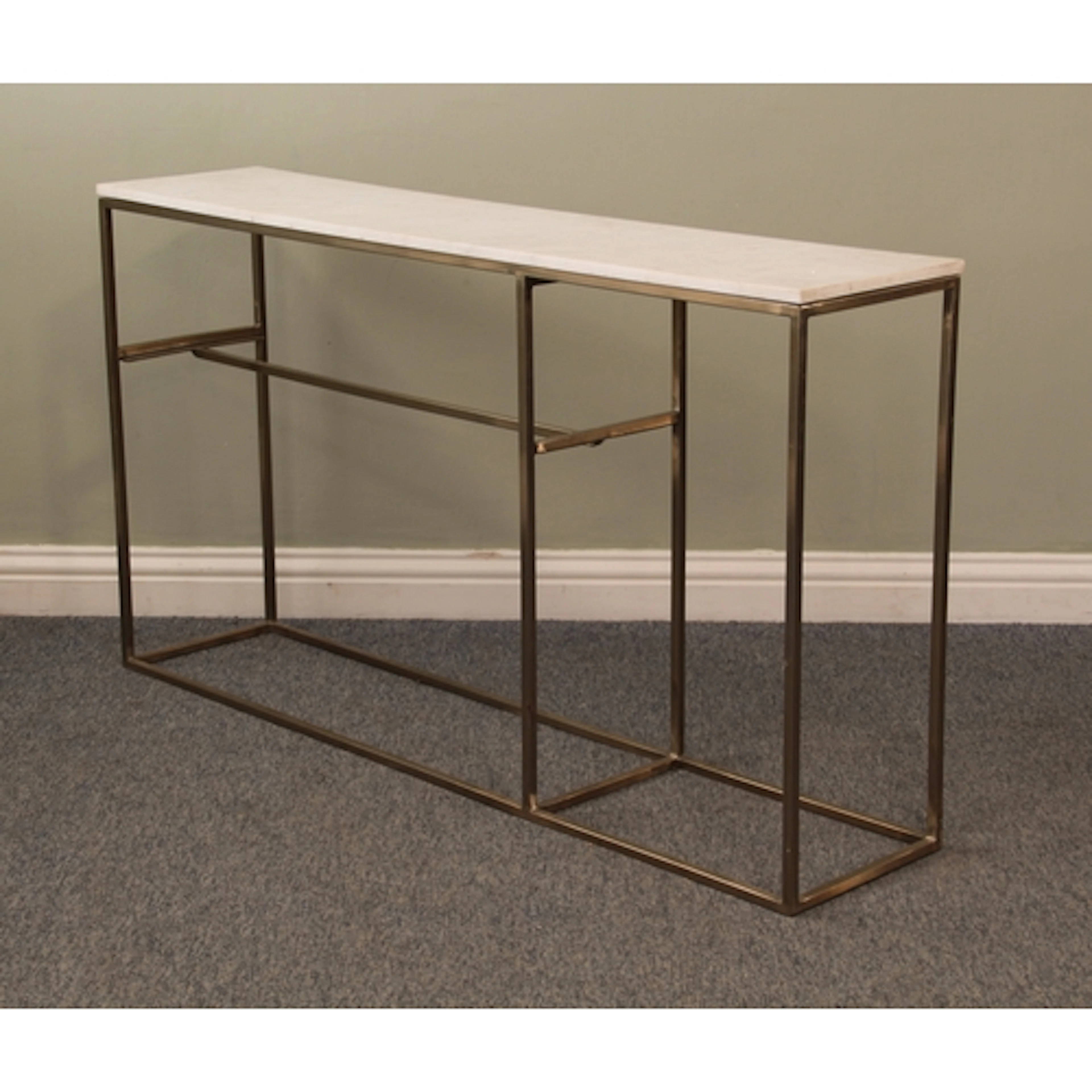 A modern marble and chrome console table - the white marble ...
