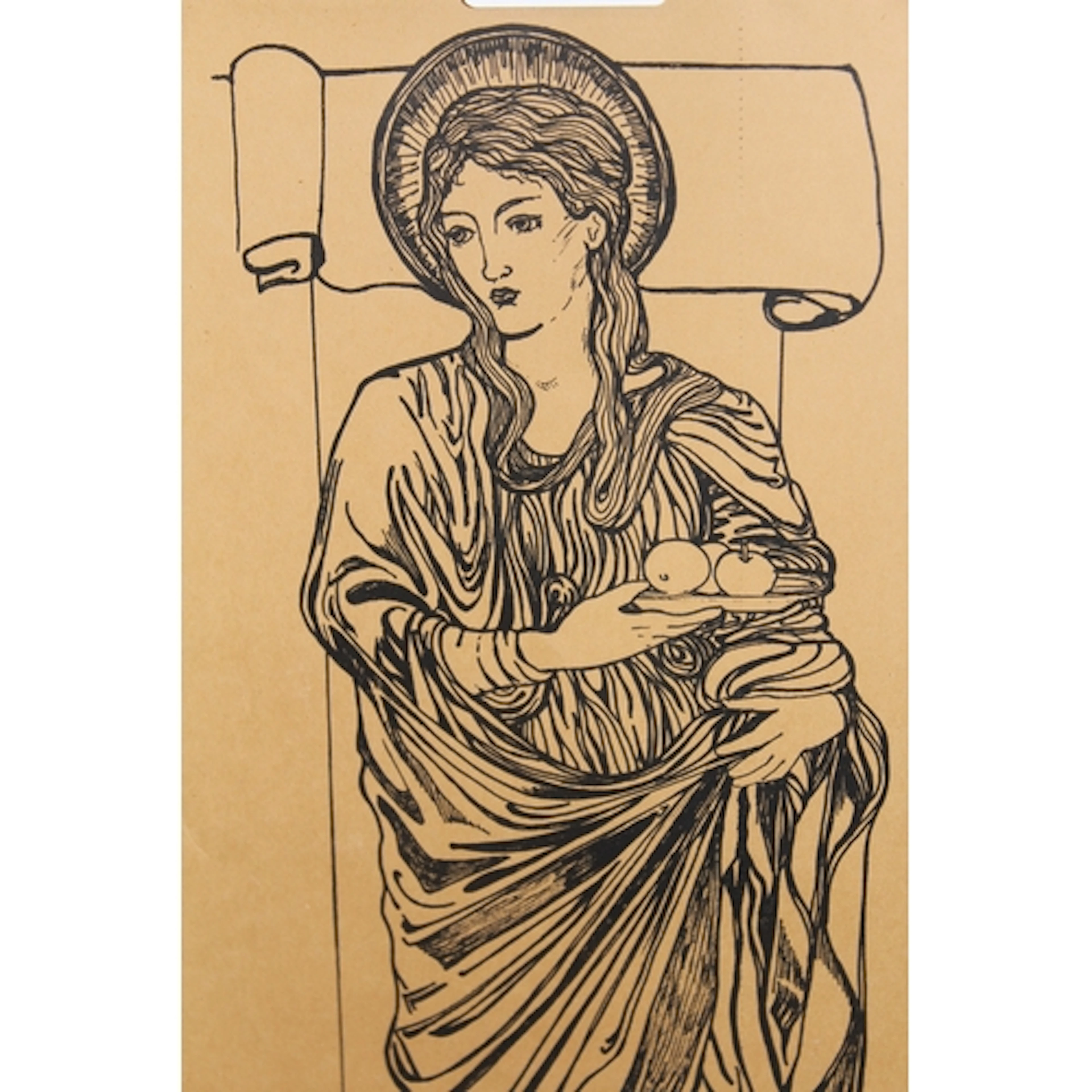 Pre Raphaelite style ink drawing, portrait of a lady with a ...
