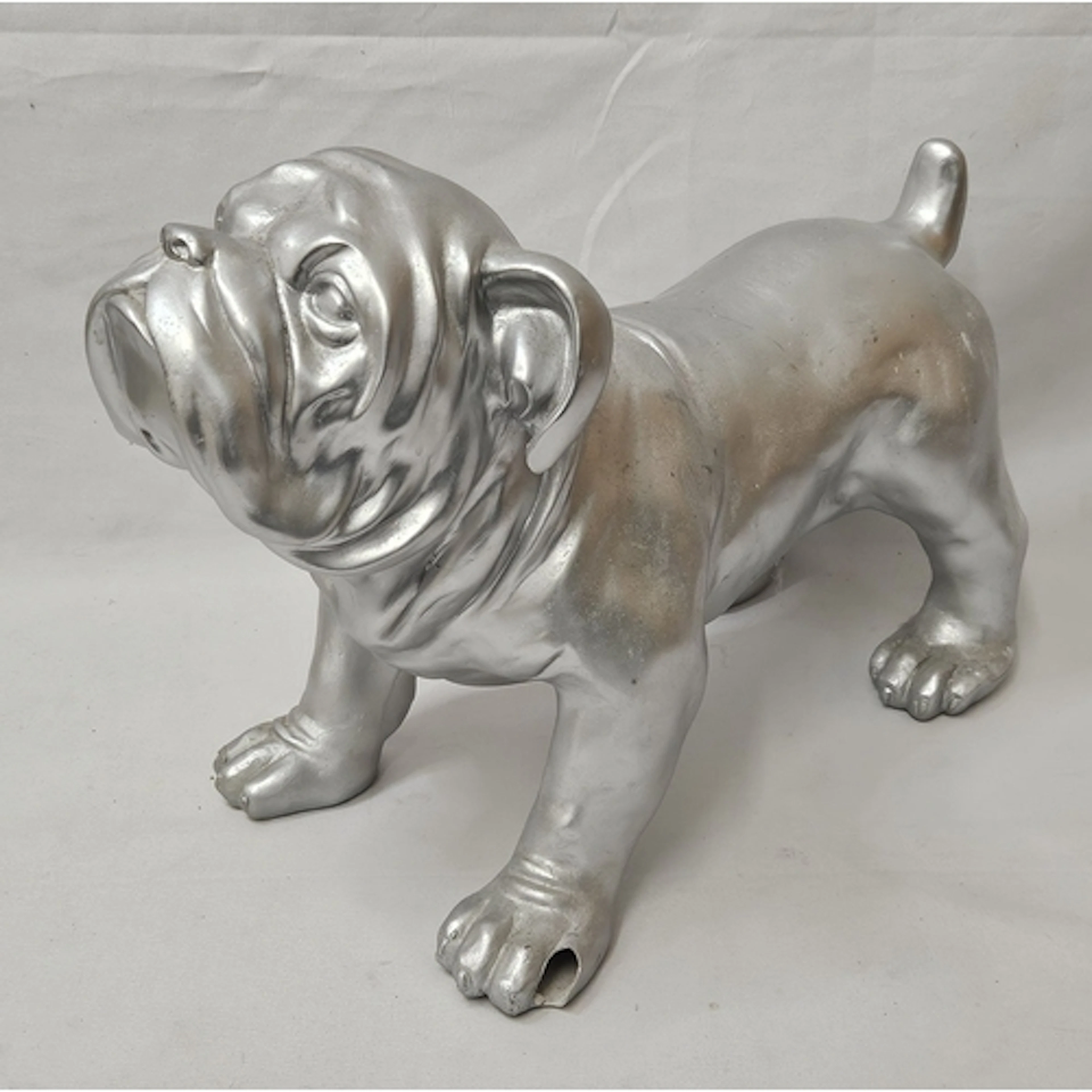 Silver Painted Bulldog approx. 45cm W x 32cm H