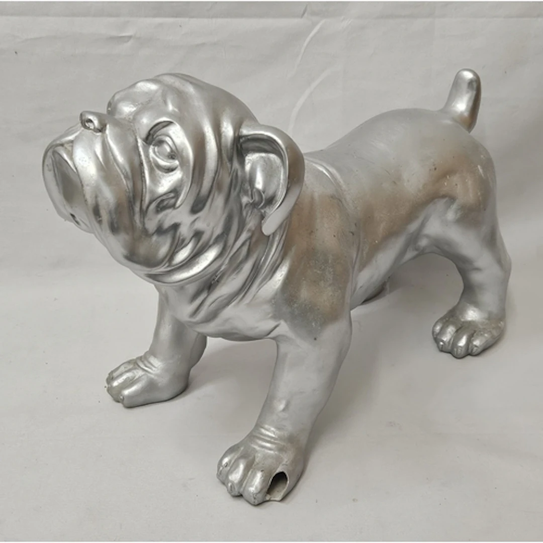 Silver Painted Bulldog approx. 45cm W x 32cm H