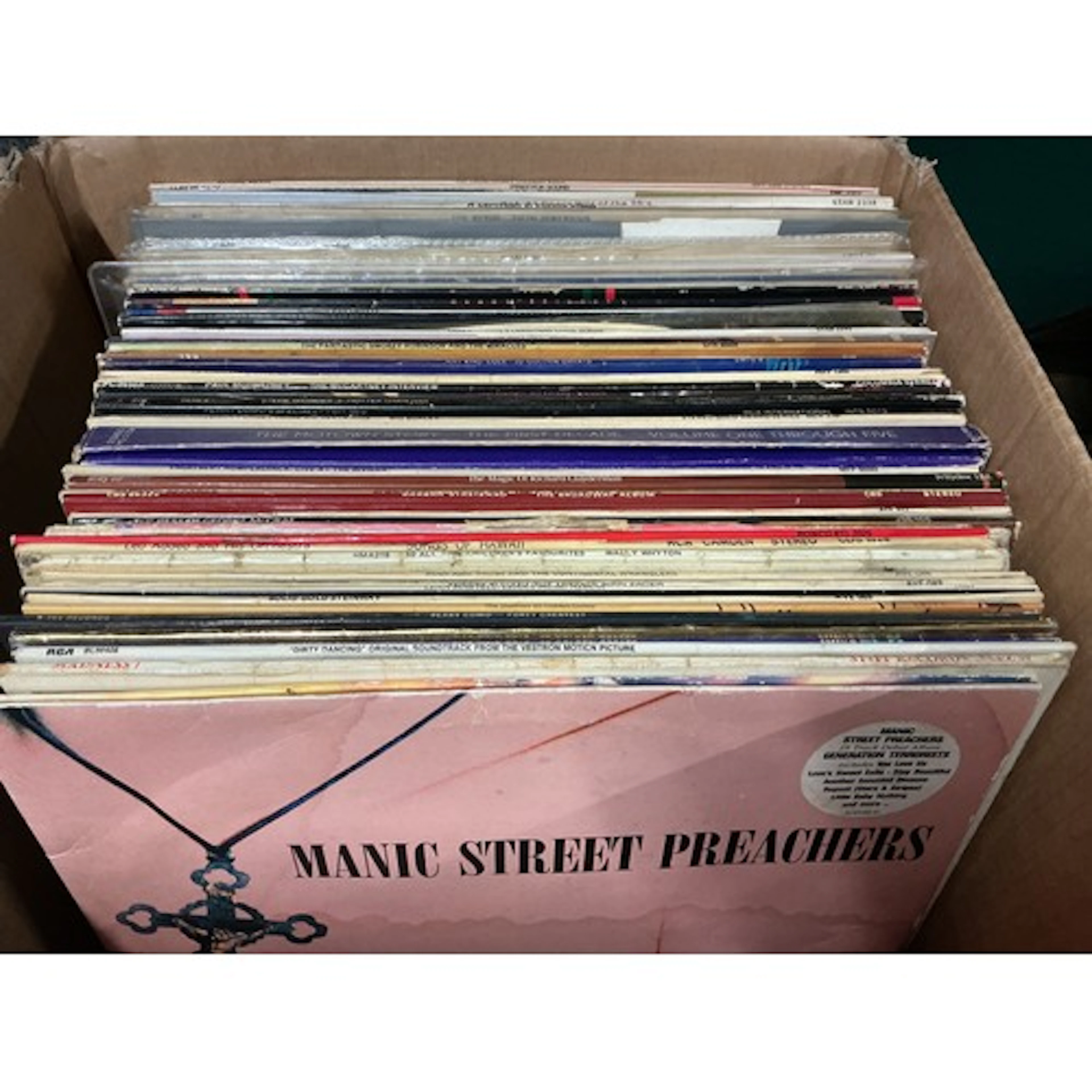 Two record cases and a box of LPs by various artists includi...