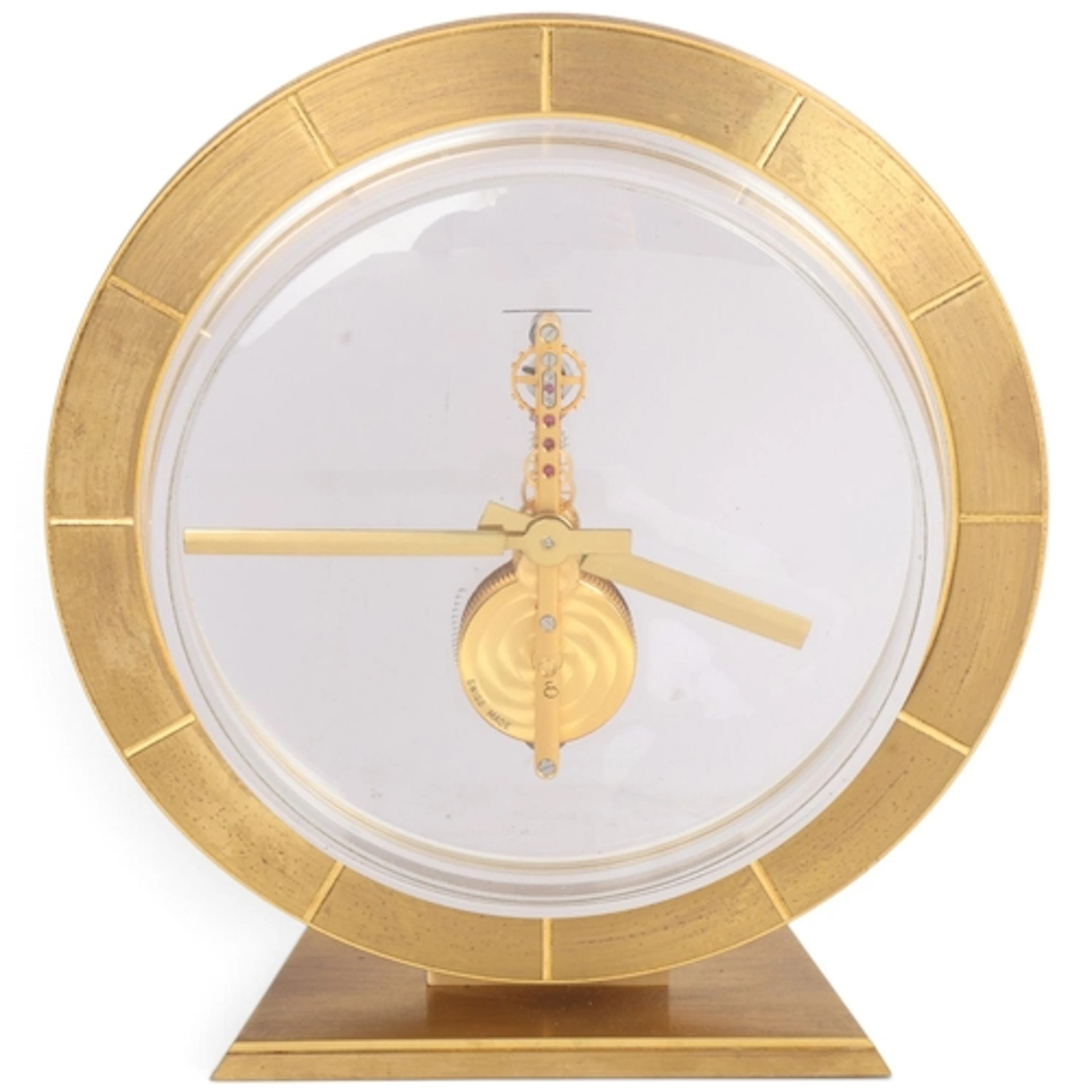 A Vintage Jaeger LeCoultre clock with floating skeleton move...