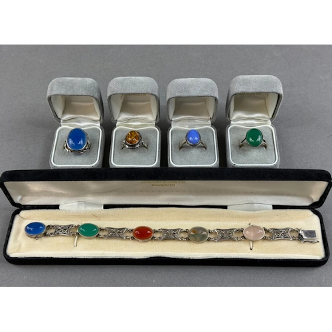 Jewellery- Cornish Stone Co. Agate set white metal bracelet ...