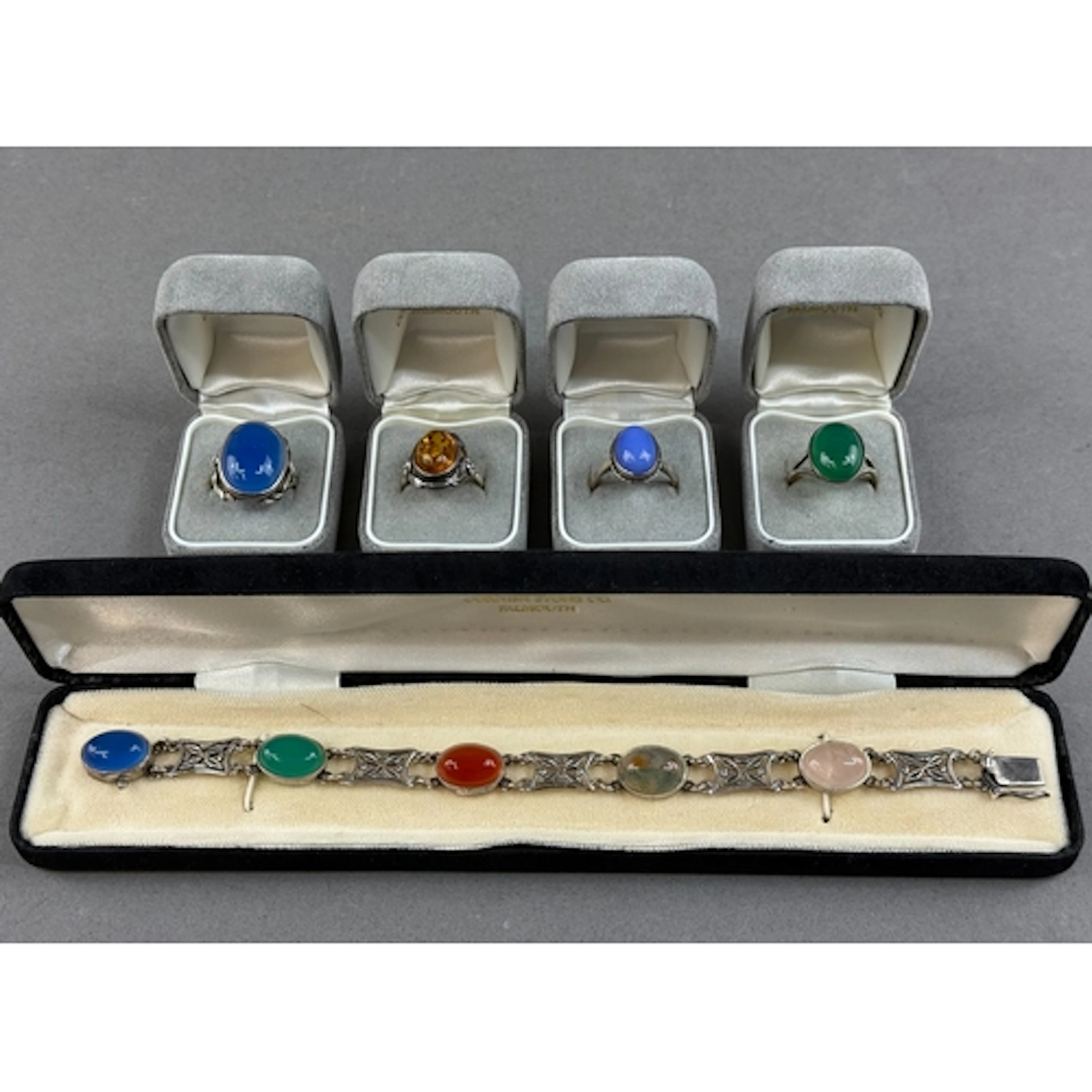 Jewellery- Cornish Stone Co. Agate set white metal bracelet ...