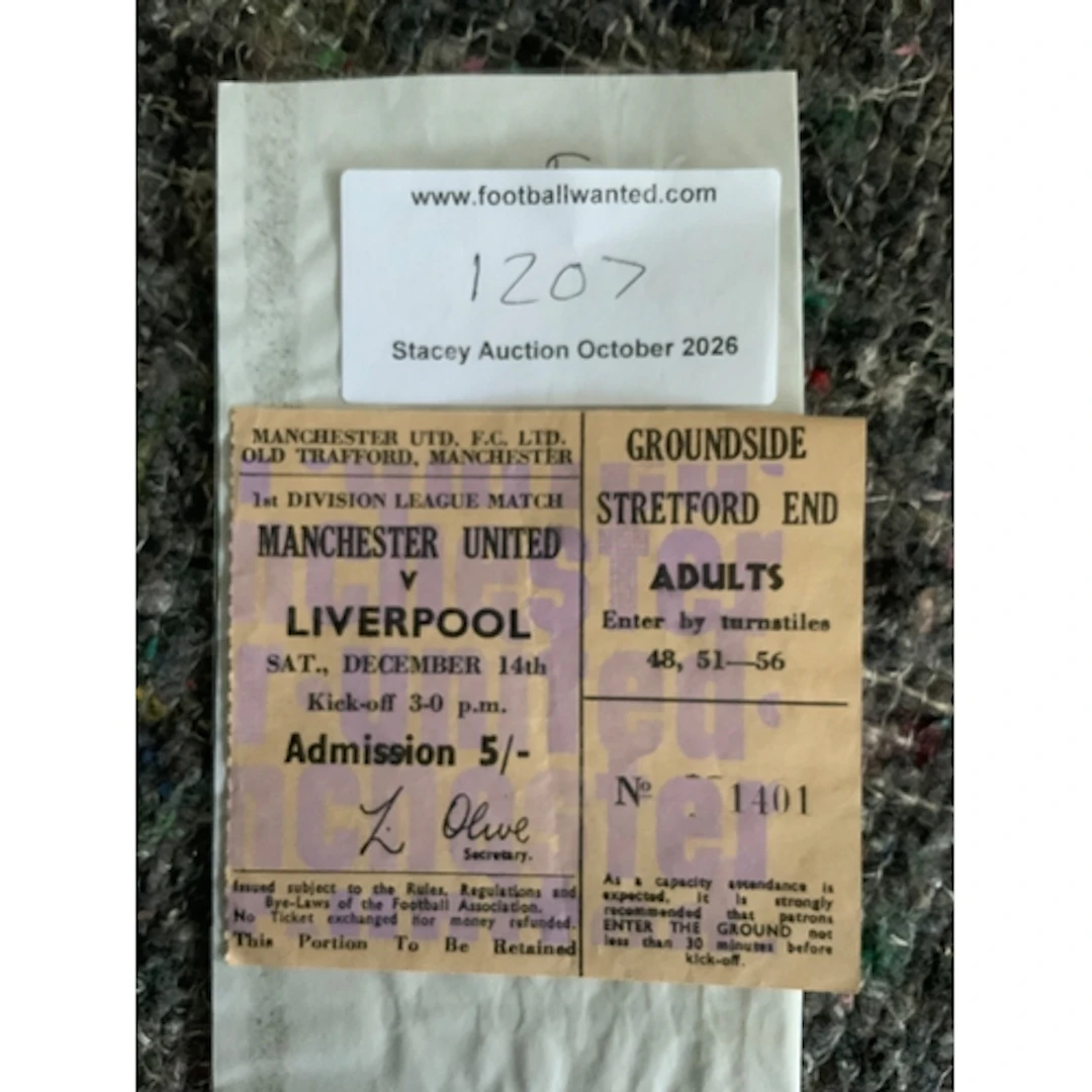 1968/69 Manchester United v Liverpool Football Ticket: Good ...