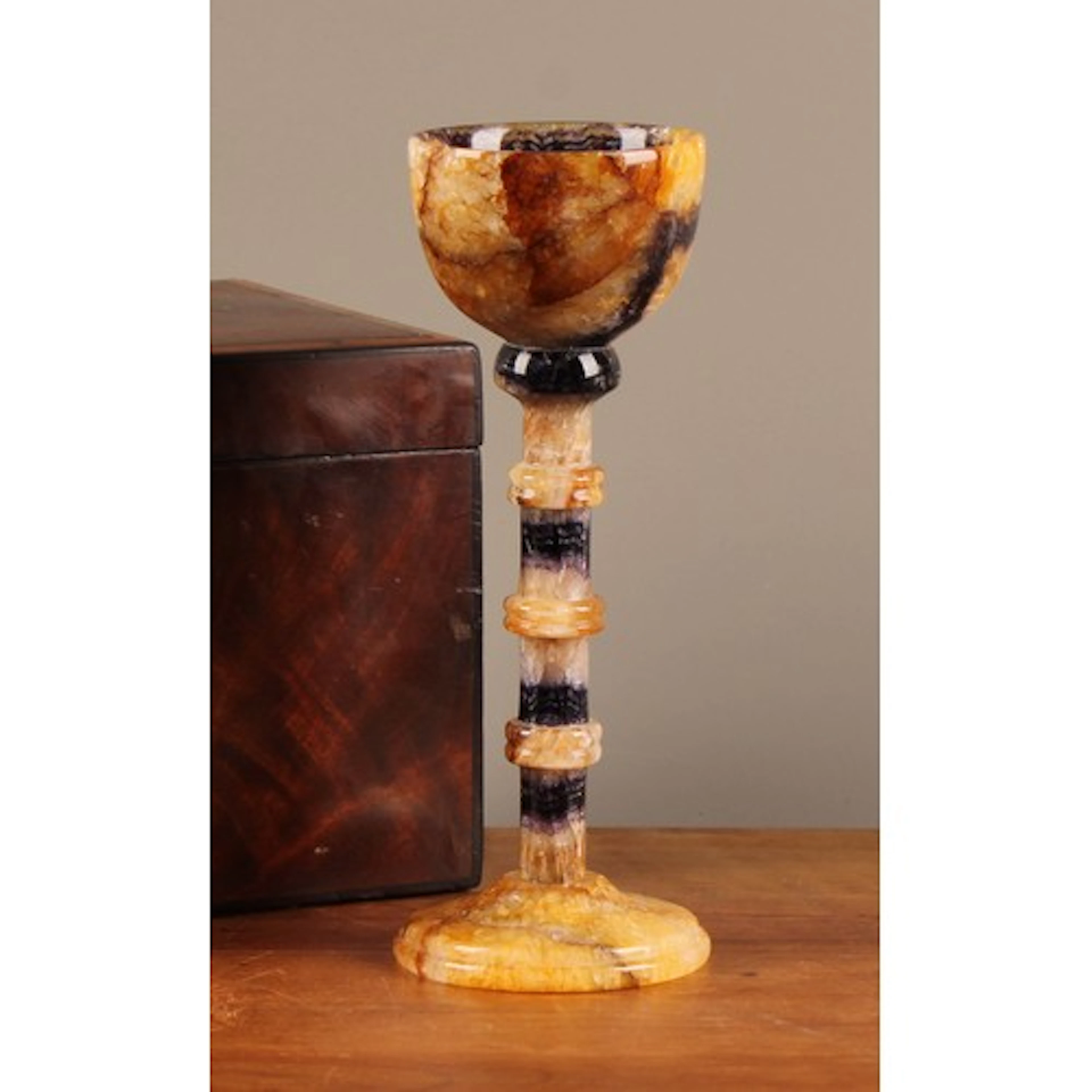 Natural History - a Blue John goblet, Winnats One Vein, 17cm...