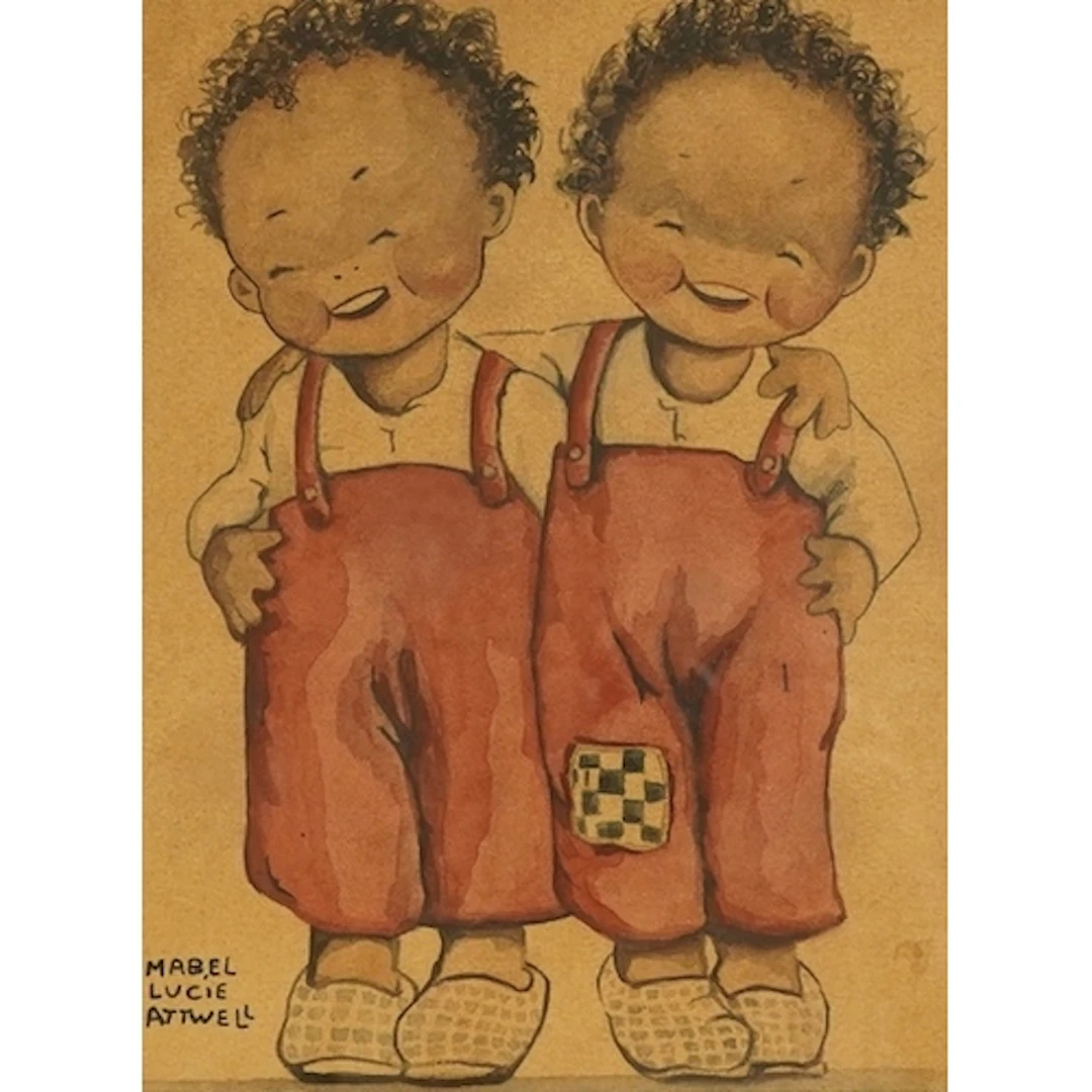 Mabel Lucie Attwell (1879-1964), two humorous children laugh...