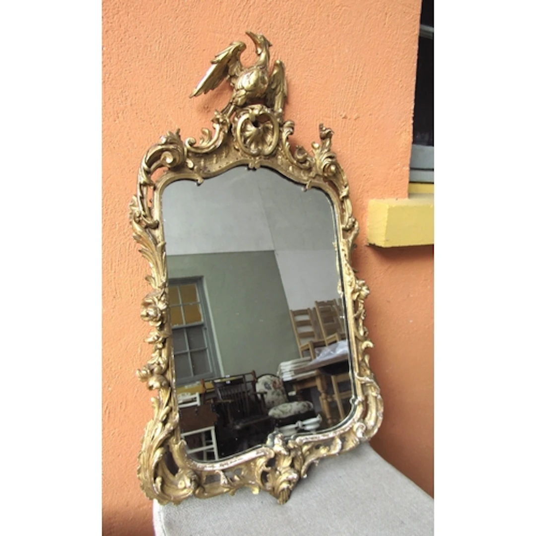 Irish Georgian Chippendale Carved Giltwood Wall Mirror with ...