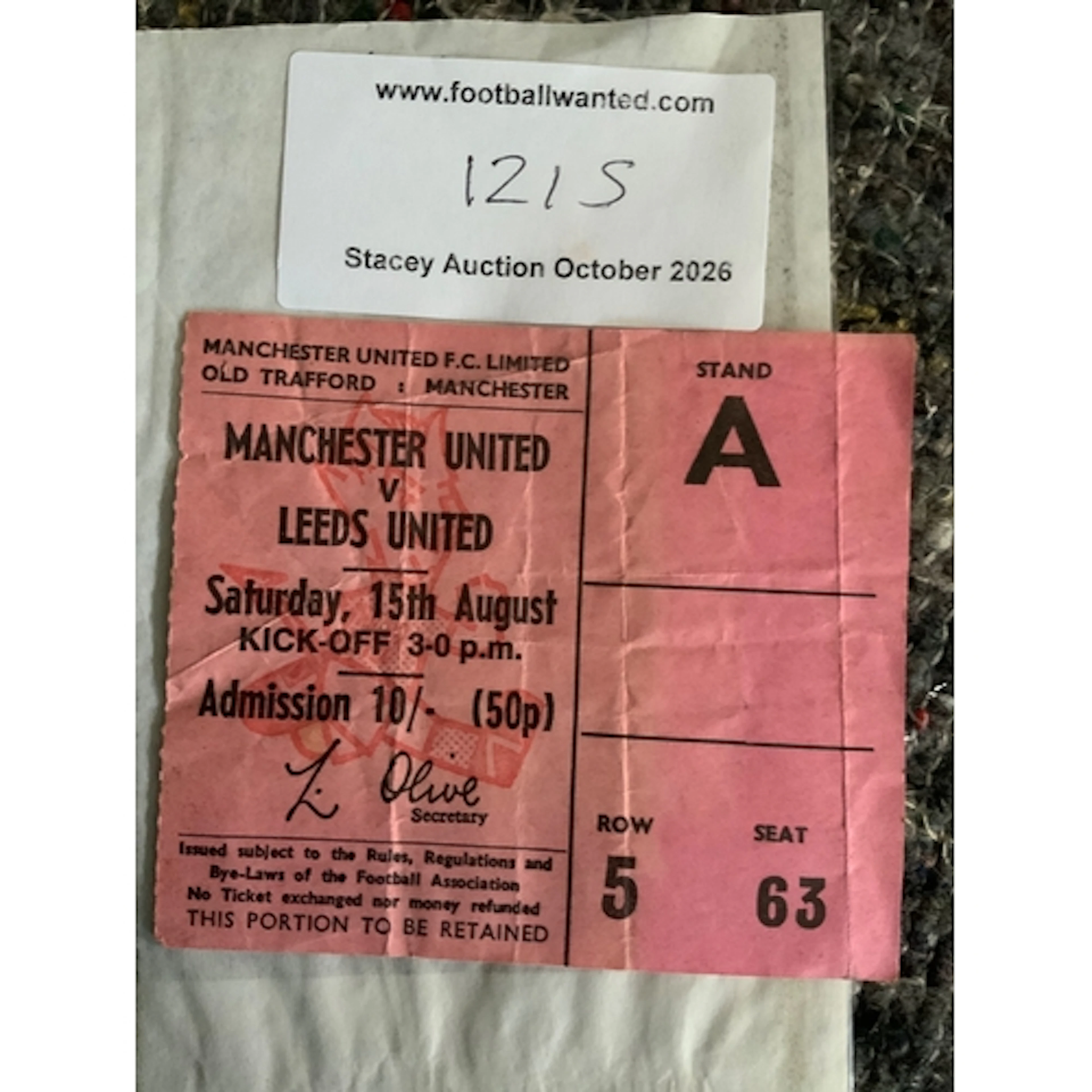1970/71 Manchester United v Leeds Utd Football Ticket: Good ...