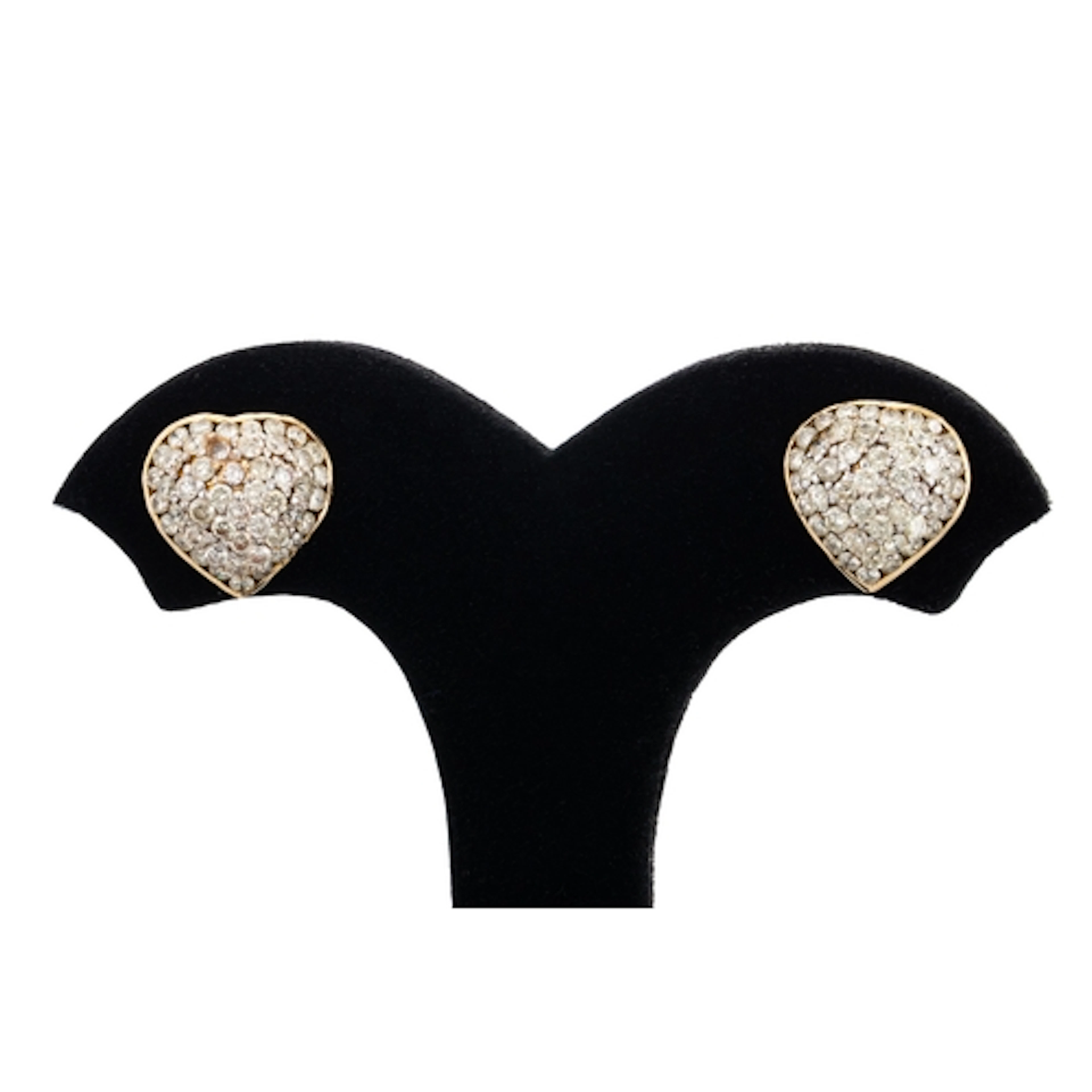 A PAIR OF PAVÉ SET DIAMOND EARRINGS, mounted in yellow gold....
