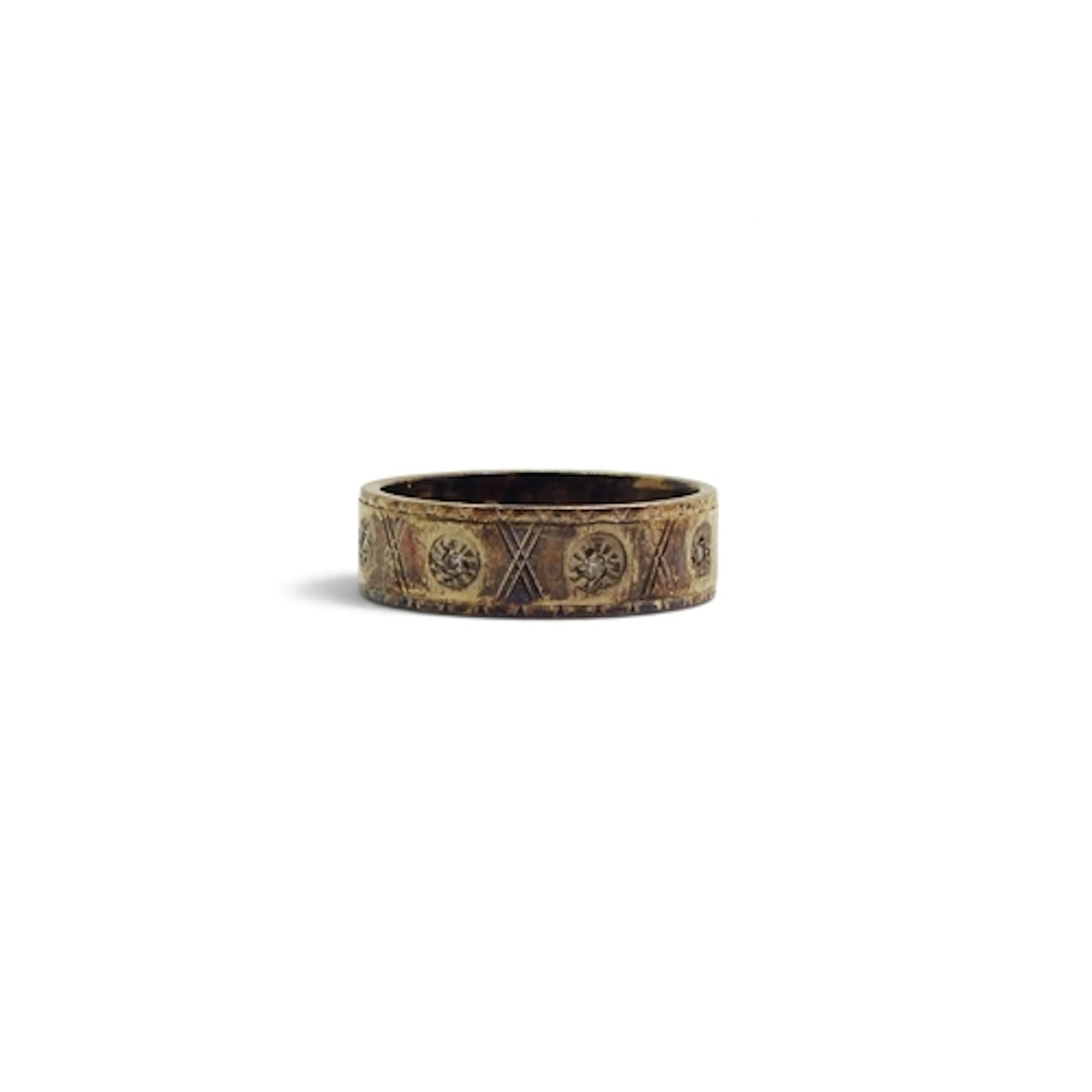 A 9ct white gold wedding ring, studded with diamond accents,...
