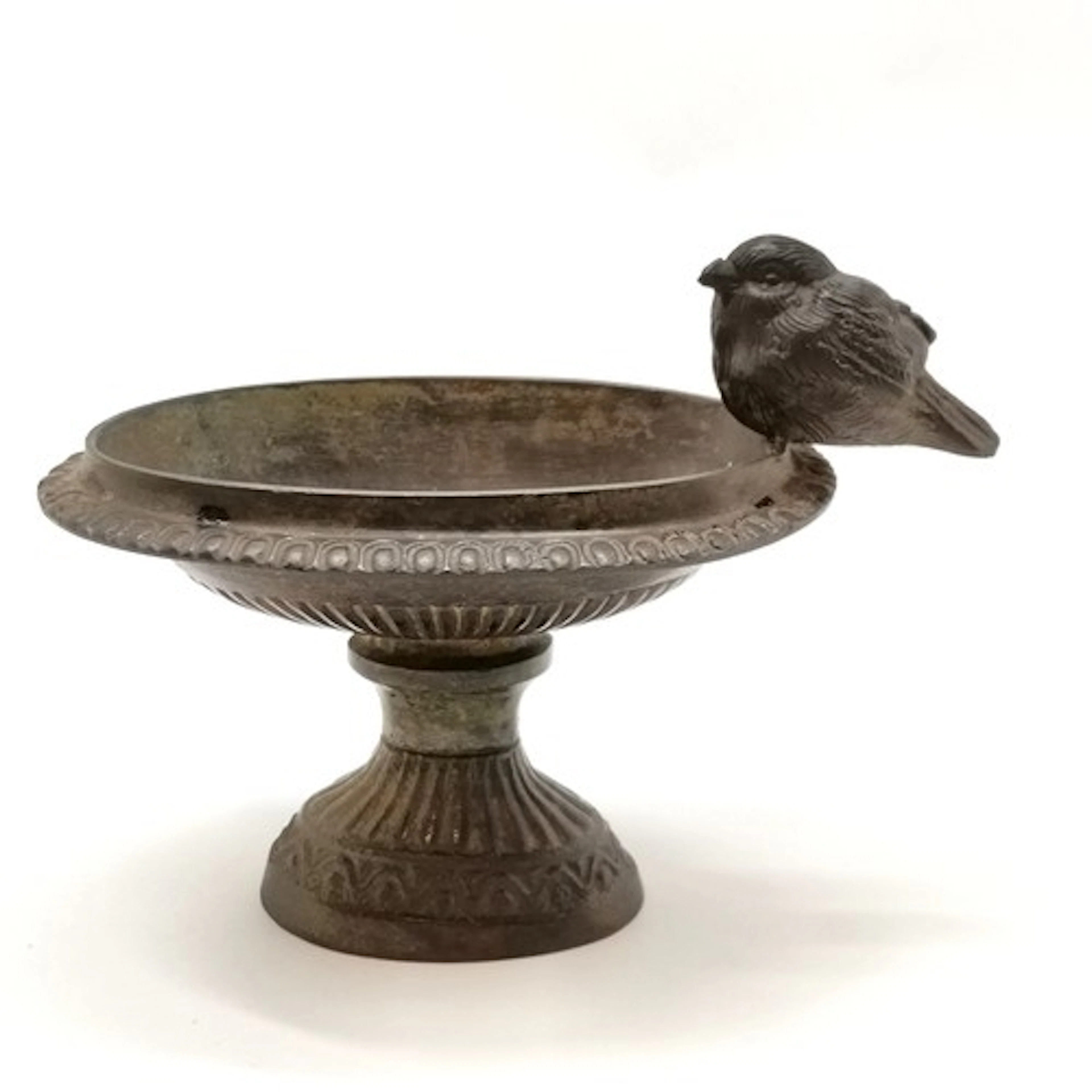 Bronze cast miniature classical design bird bath with figura...
