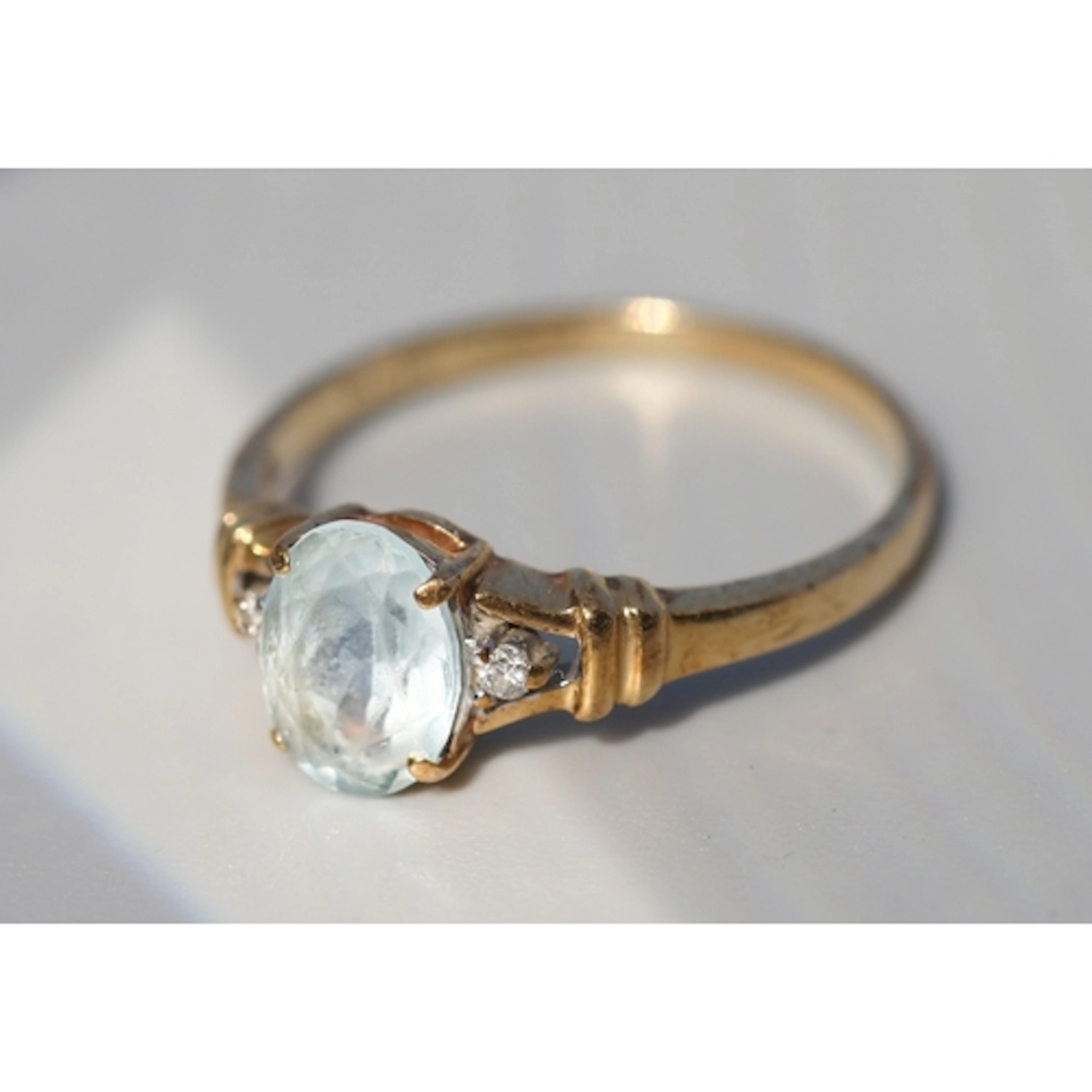 Aquamarine Set Ring with Diamond Inset to Shoulders Mounted ...