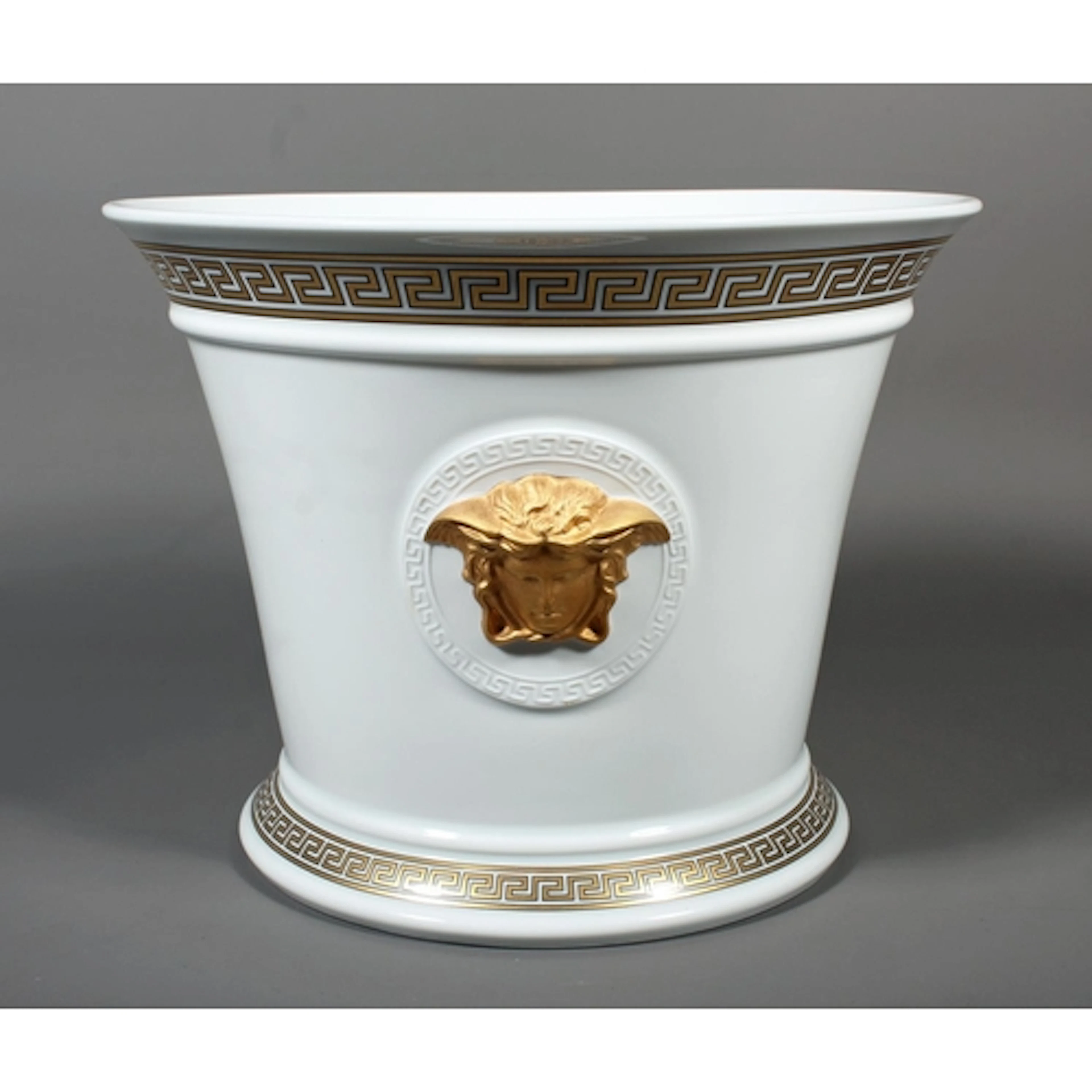 Rosenthal Versace Gorgona pattern ice bucket with gold plate...