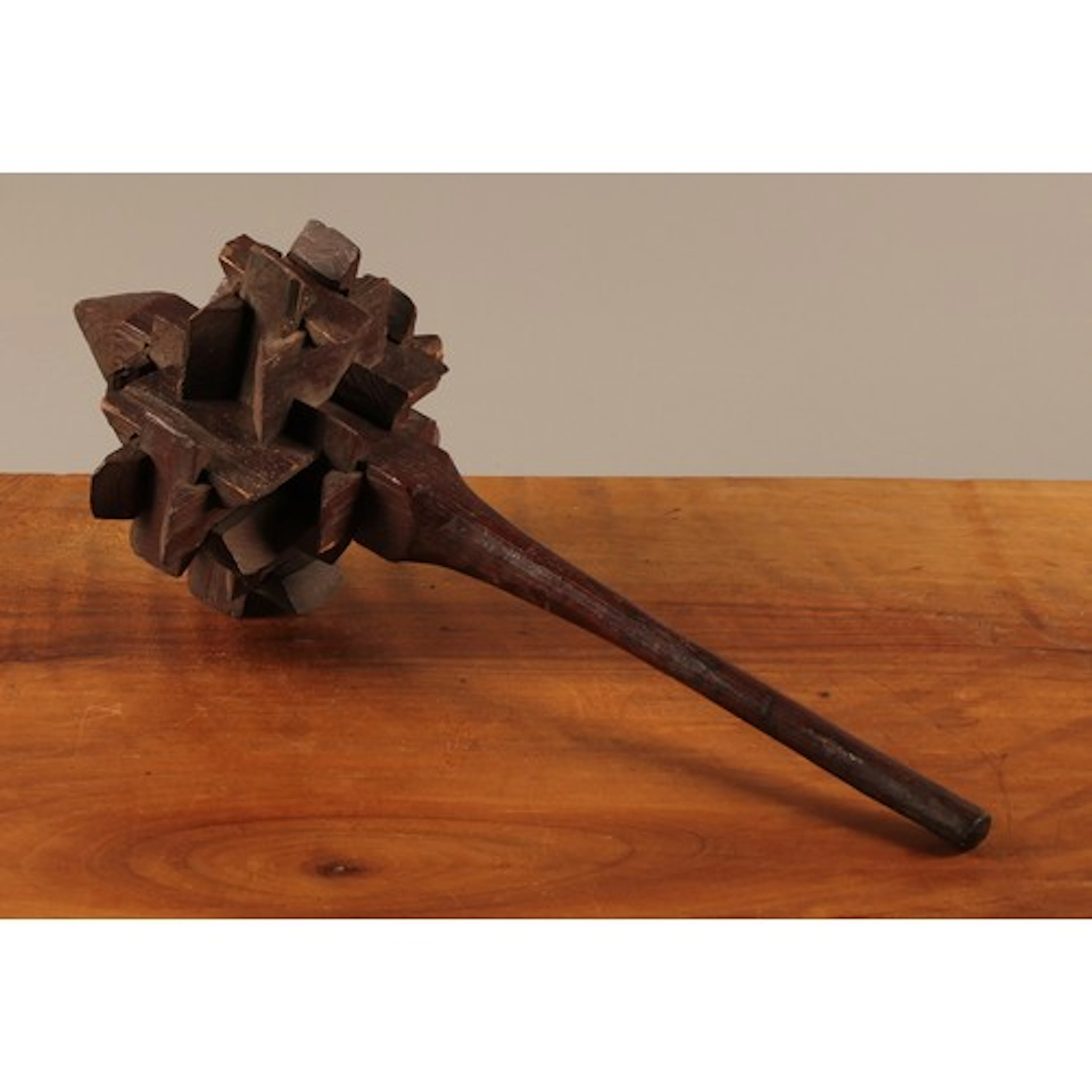 Folk Art & Treen - a 19th century ebonised puzzle mace, 33cm...