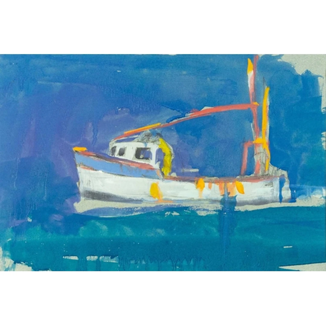 § John MILLER (1931-2002) Cornish Fishing Boat Gouache, sta...