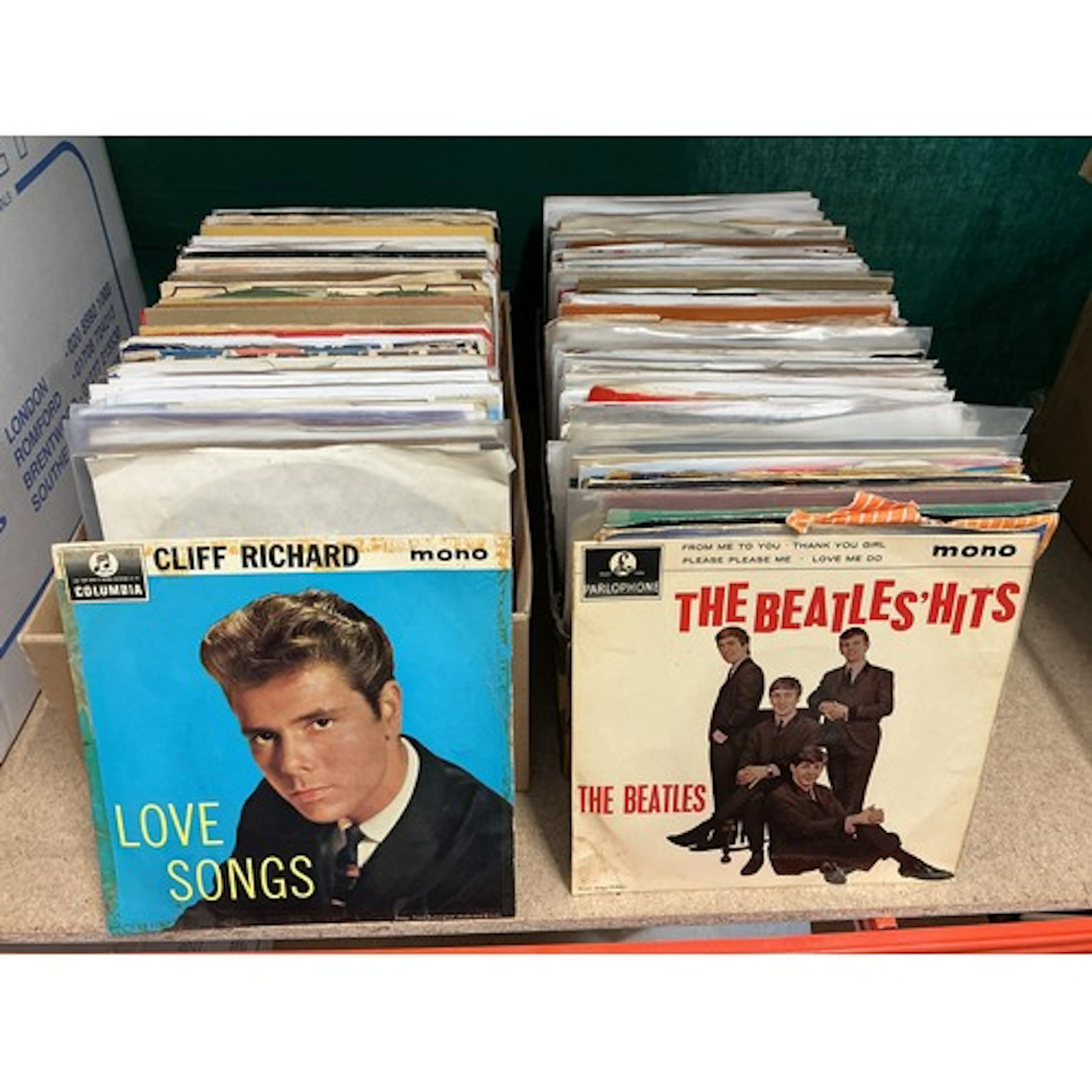 Six small boxes of 7” singles and EPS comprising mainly 1950...