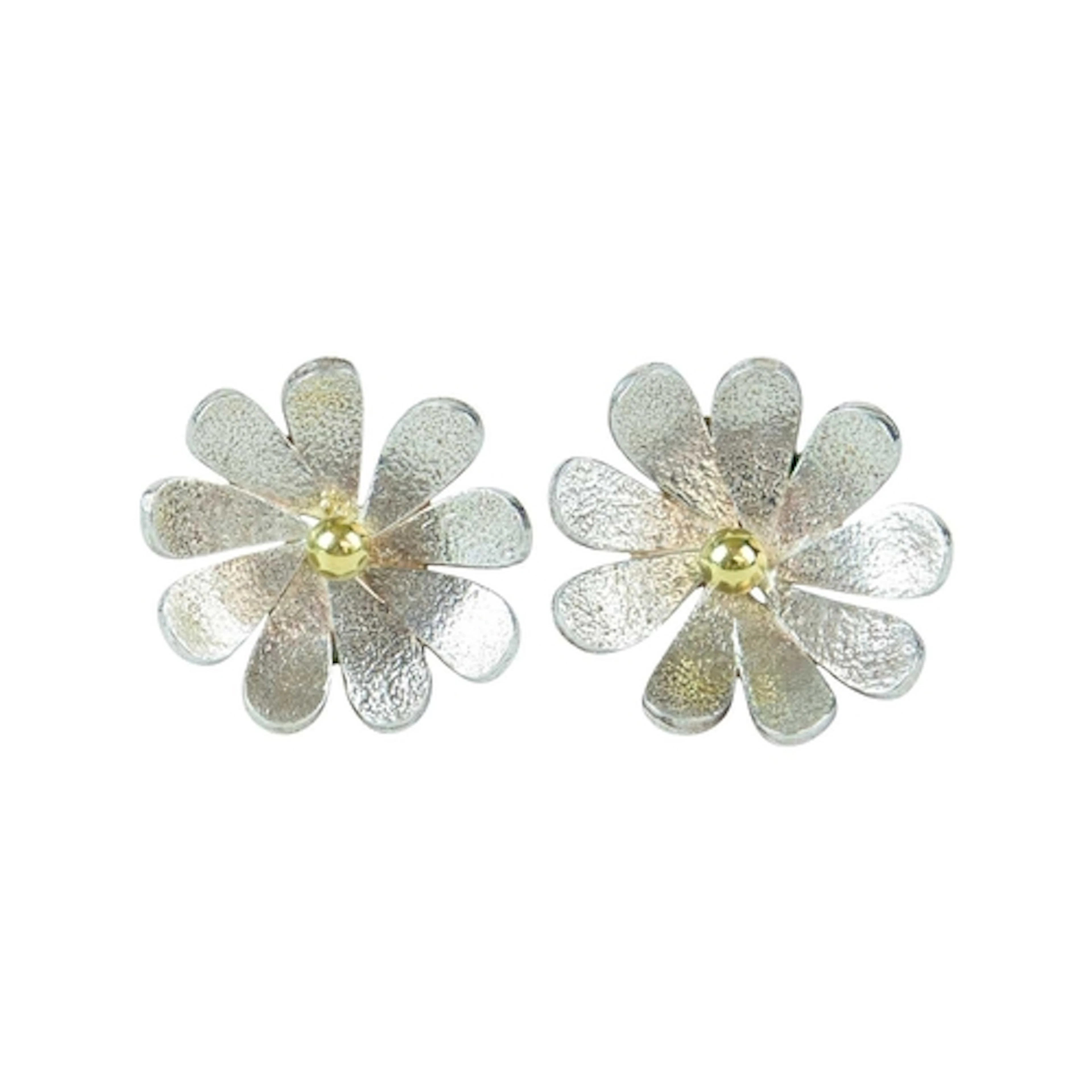 Jack Trowbridge (1936-2017) Silver & Gold Daisy earrings Han...