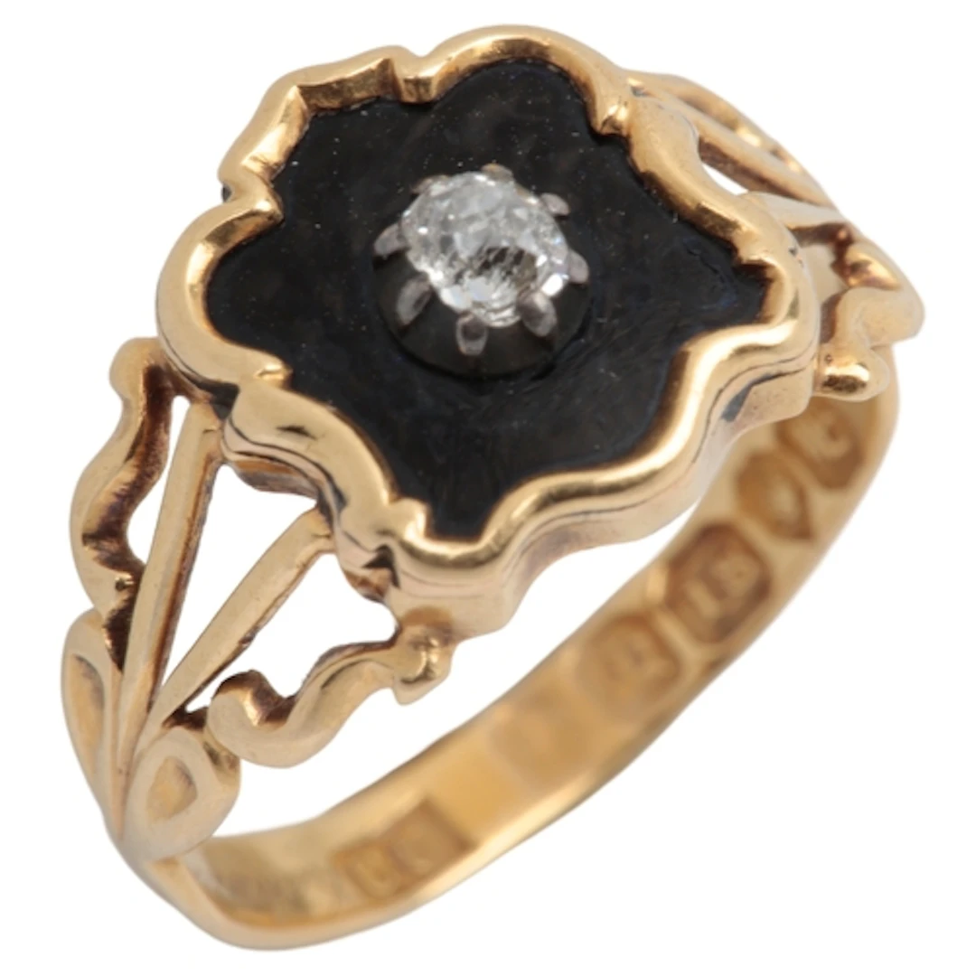 A William IV enamel and diamond mourning ring, circa 1837, c...