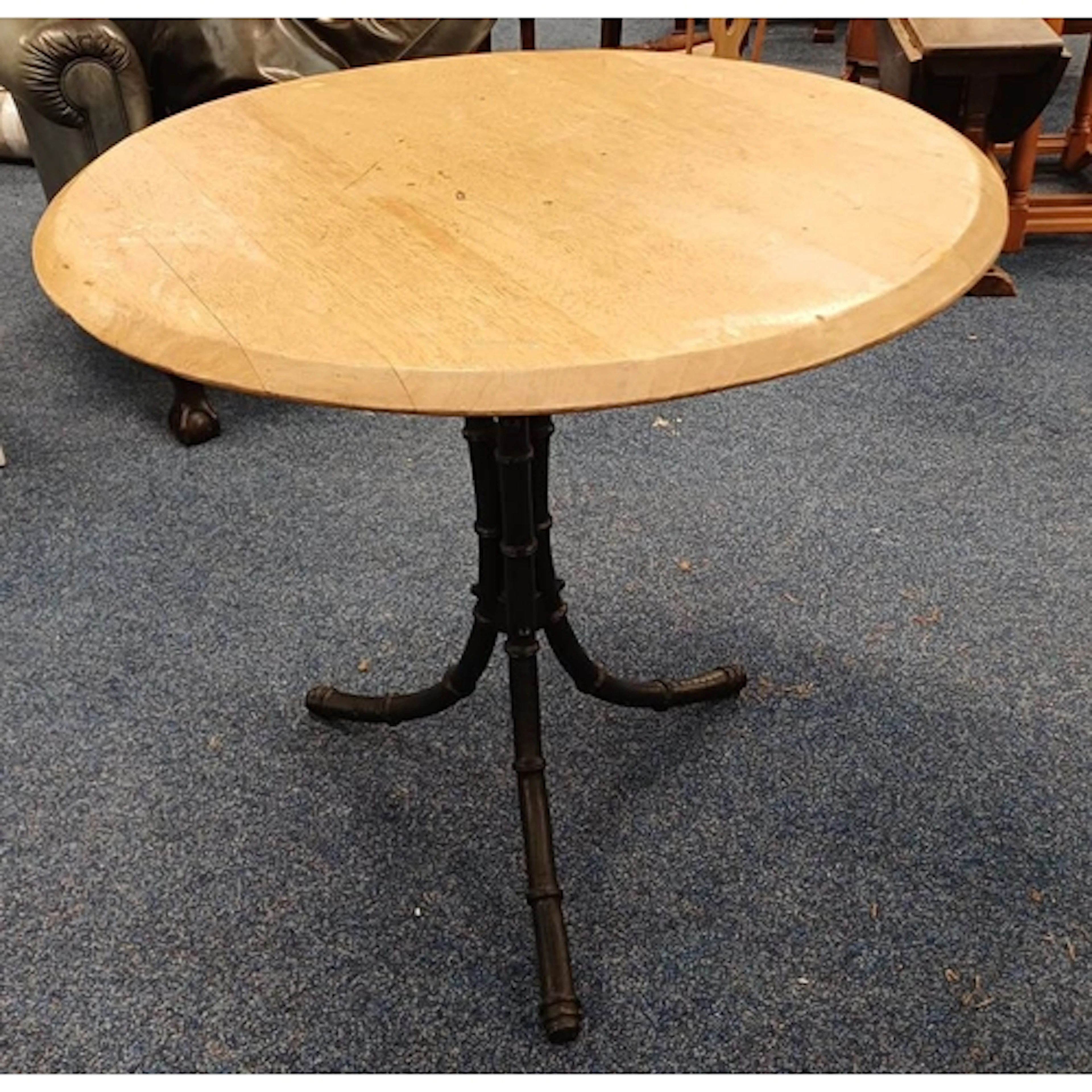 CIRCULAR PUB TABLE ON CAST METAL FAUX BAMBOO PEDESTAL, 76CM ...