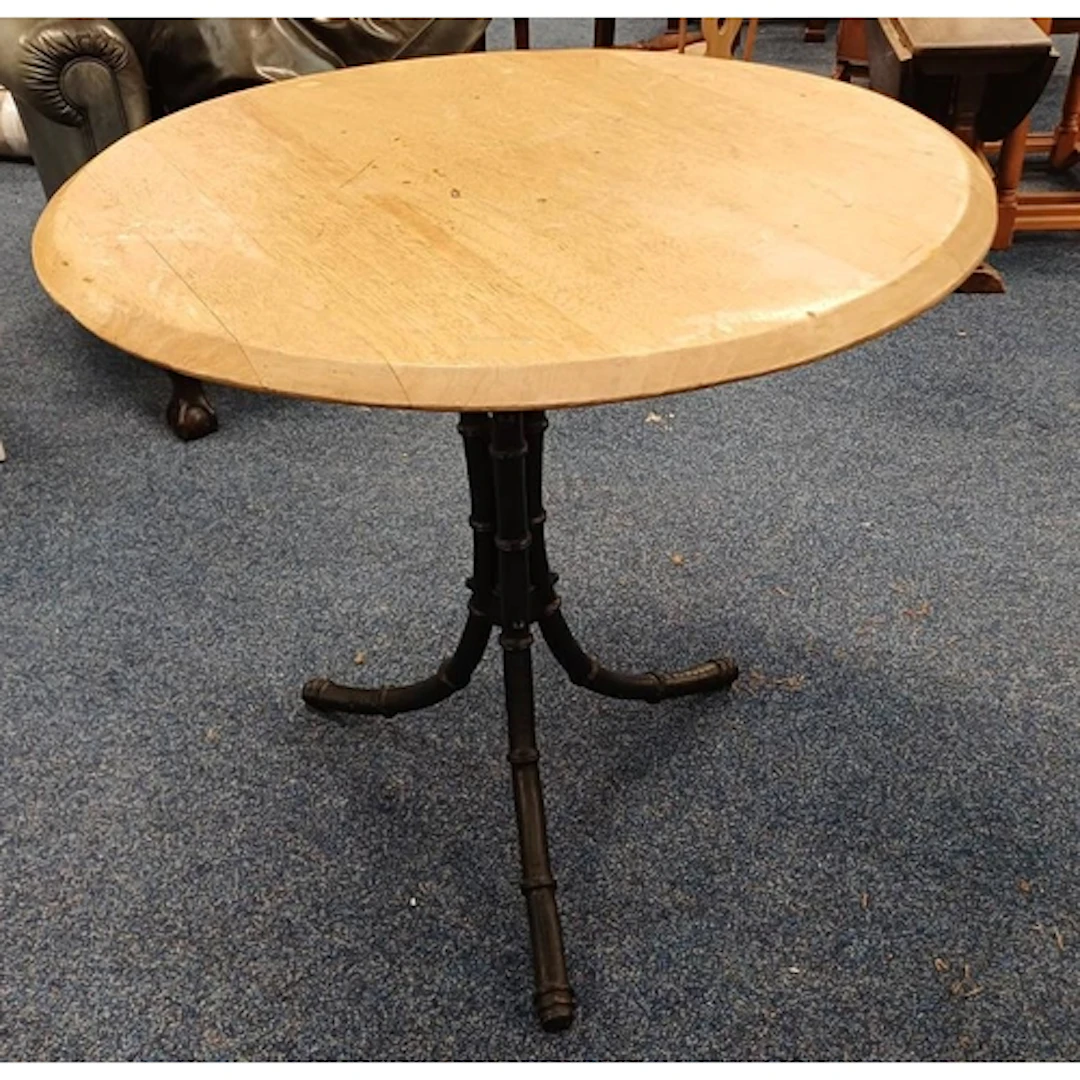 CIRCULAR PUB TABLE ON CAST METAL FAUX BAMBOO PEDESTAL, 76CM ...