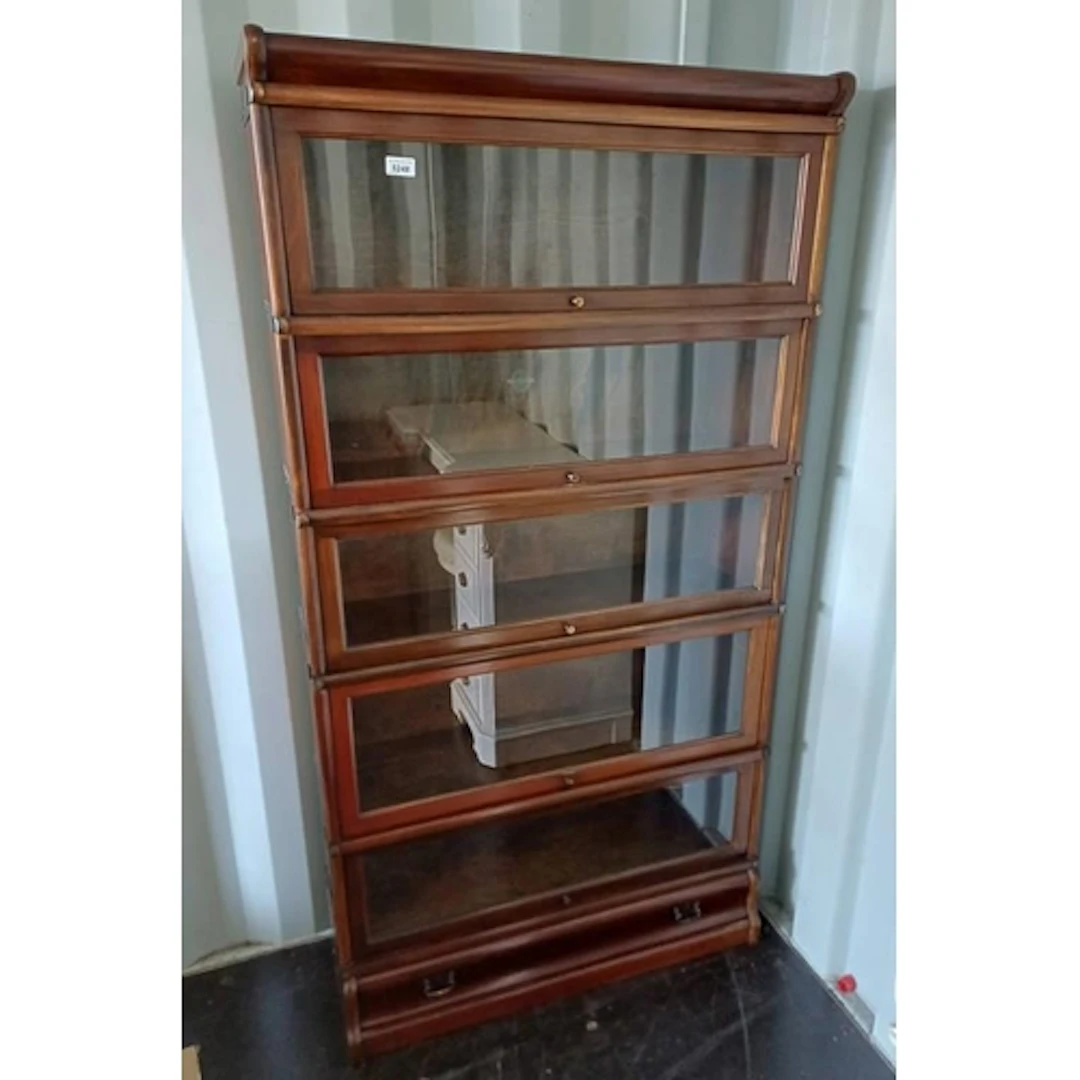 GLOBE WERNICKE 5 SECTION MAHOGANY SECTIONAL BOOKCASE WITH SI...
