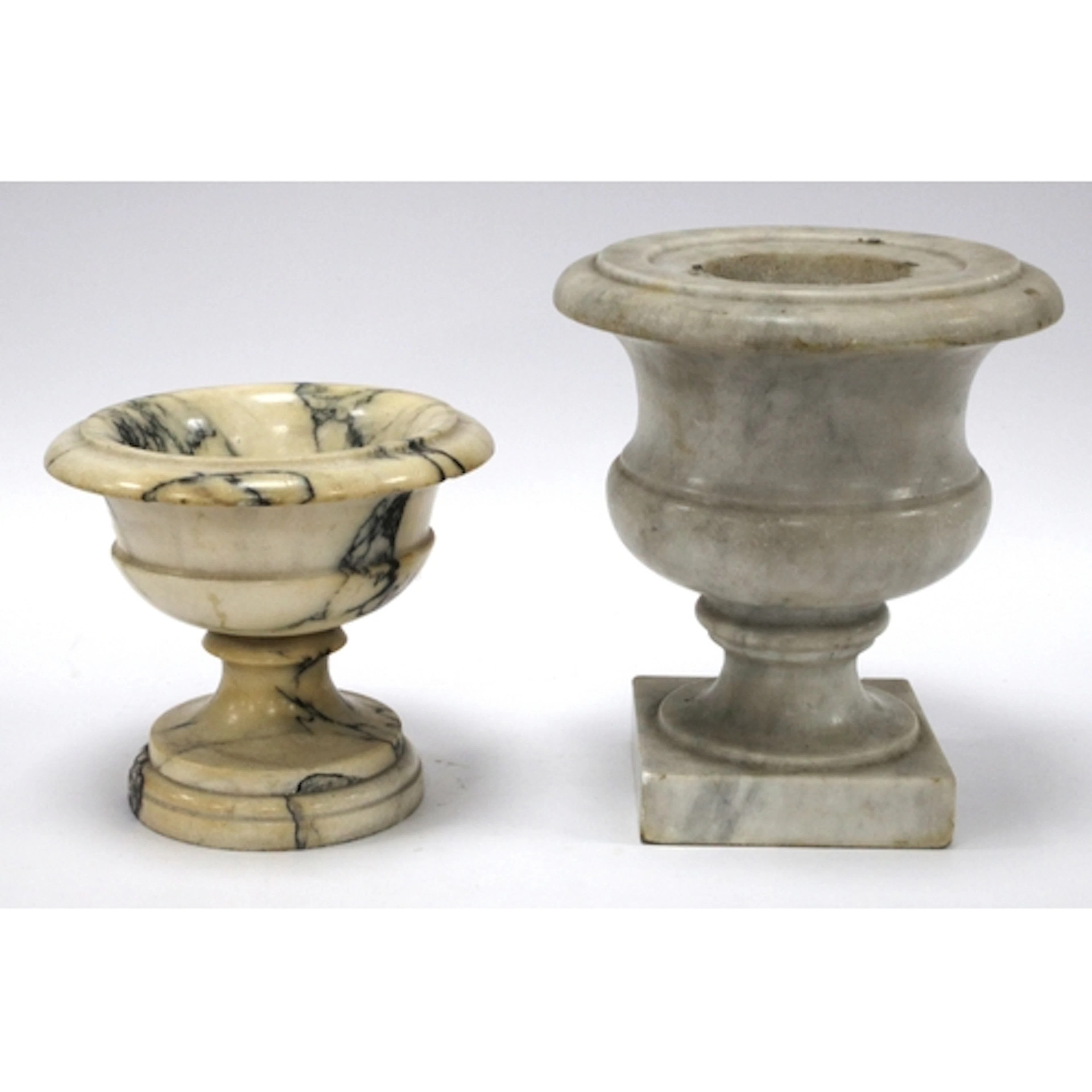 A Vintage Alabaster Pedestal Bowl, with veining on a stepped...