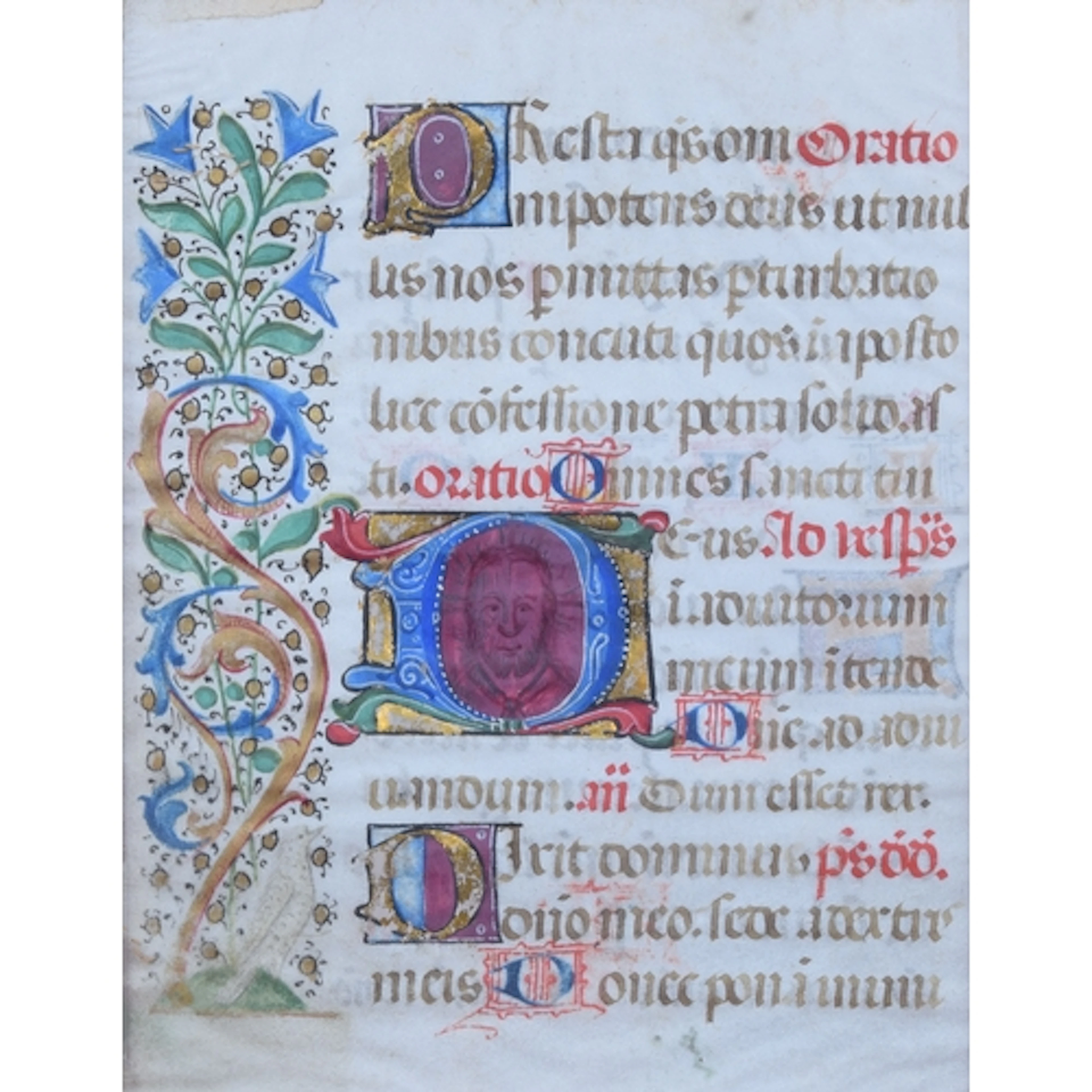 A 15th century finely illuminated double-sided leaf from a m...
