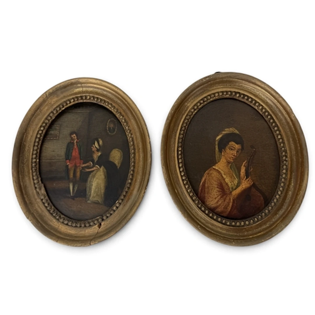 ENGLISH SCHOOL, FIRST HALF 18TH CENTURY: TWO FIGURES IN AN I...