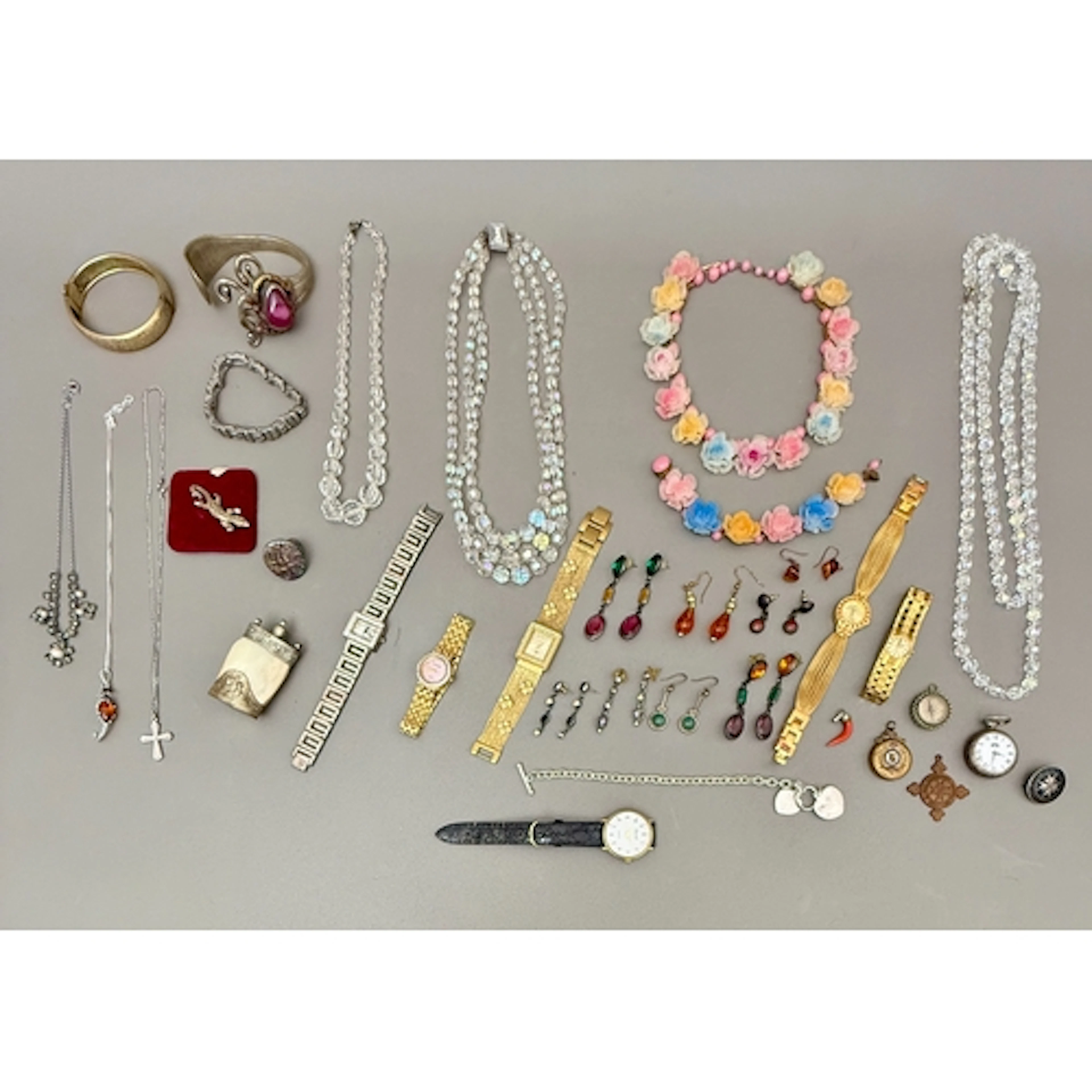A small collection of modern and vintage costume jewellery a...