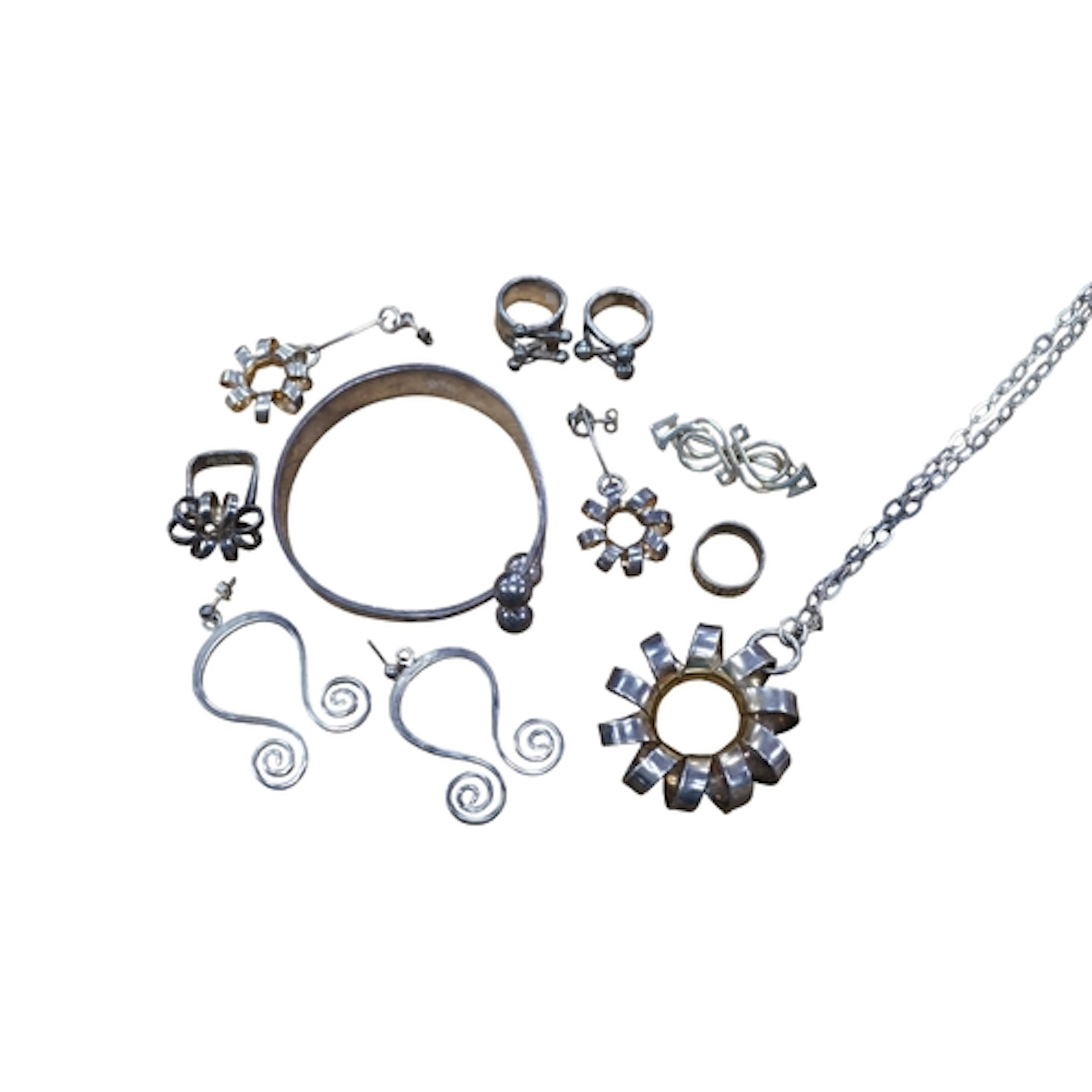 A collection of silver jewels by Anna Greta Eker, Norway, 19...