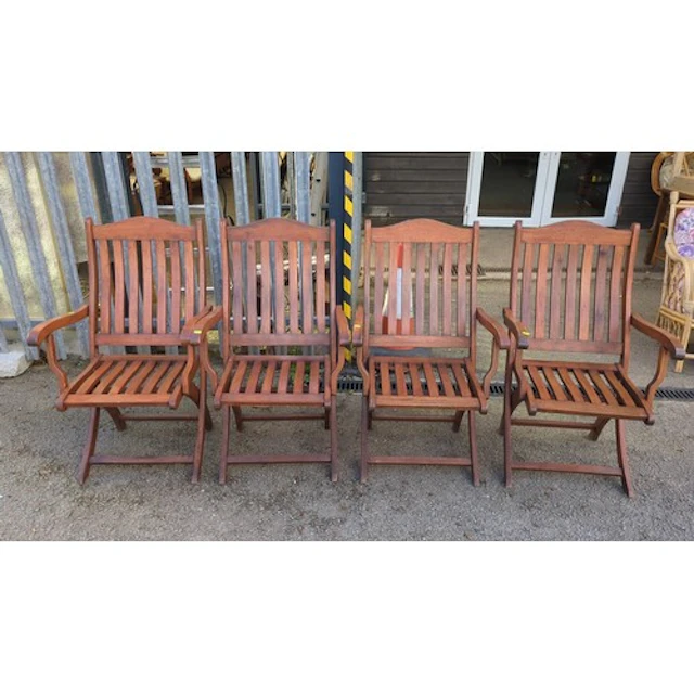 Four Kent Collection folding garden armchairs in hardwood, e...