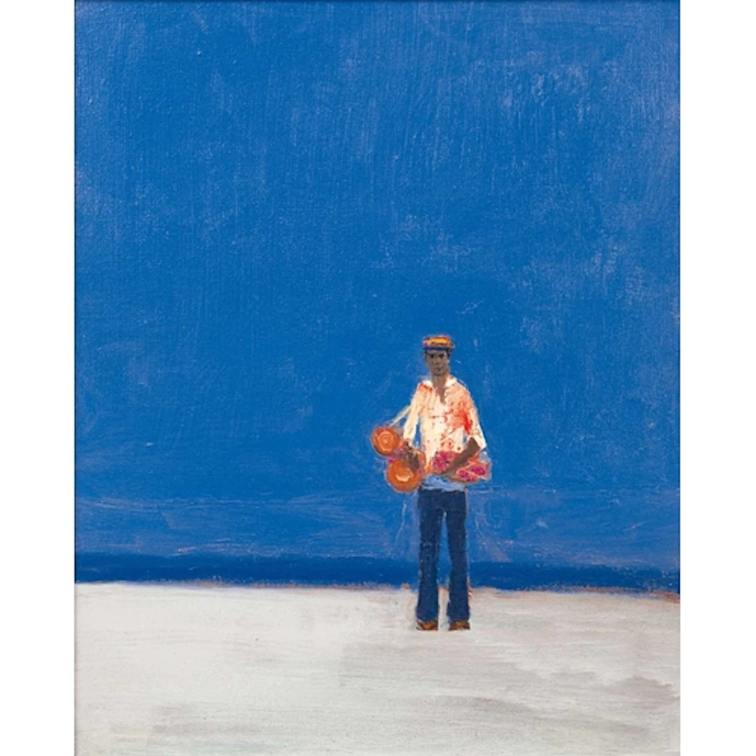 § John MILLER (1931-2002) Drum Seller, Goa Oil on canvas, si...
