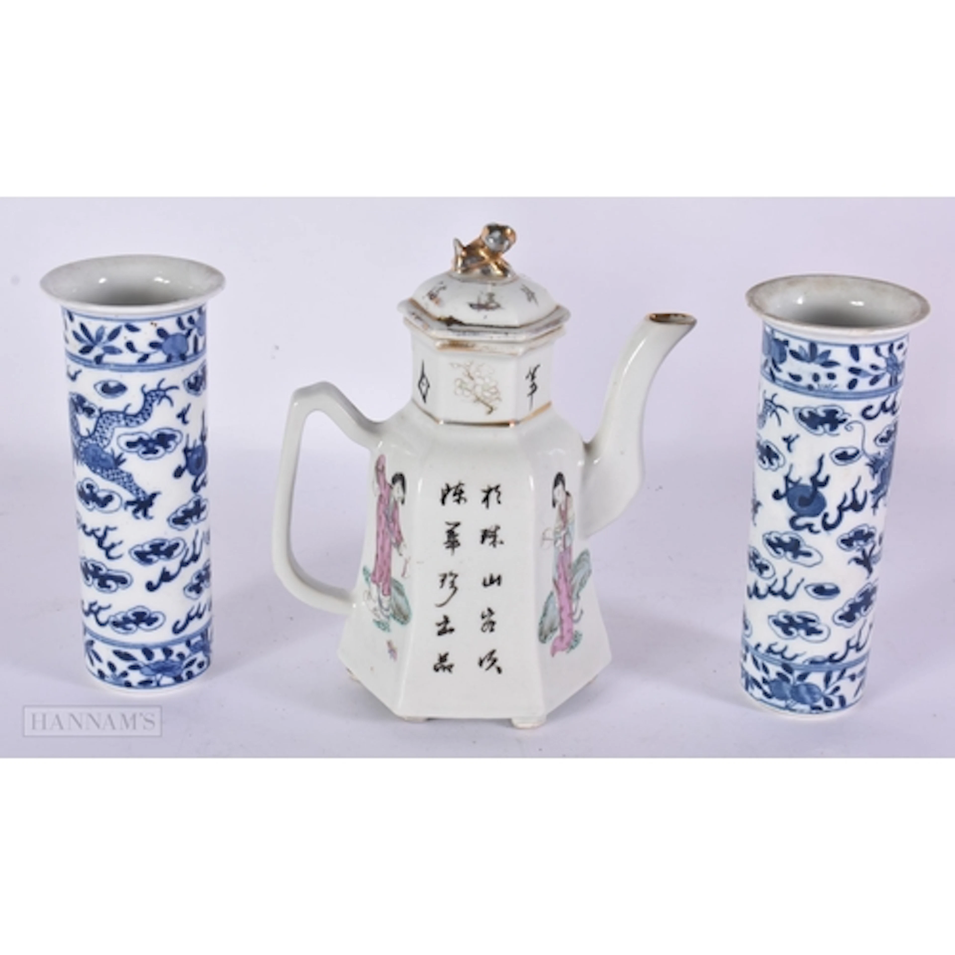 A CHINESE REPUBLICAN PERIOD PORCELAIN TEAPOT together with t...