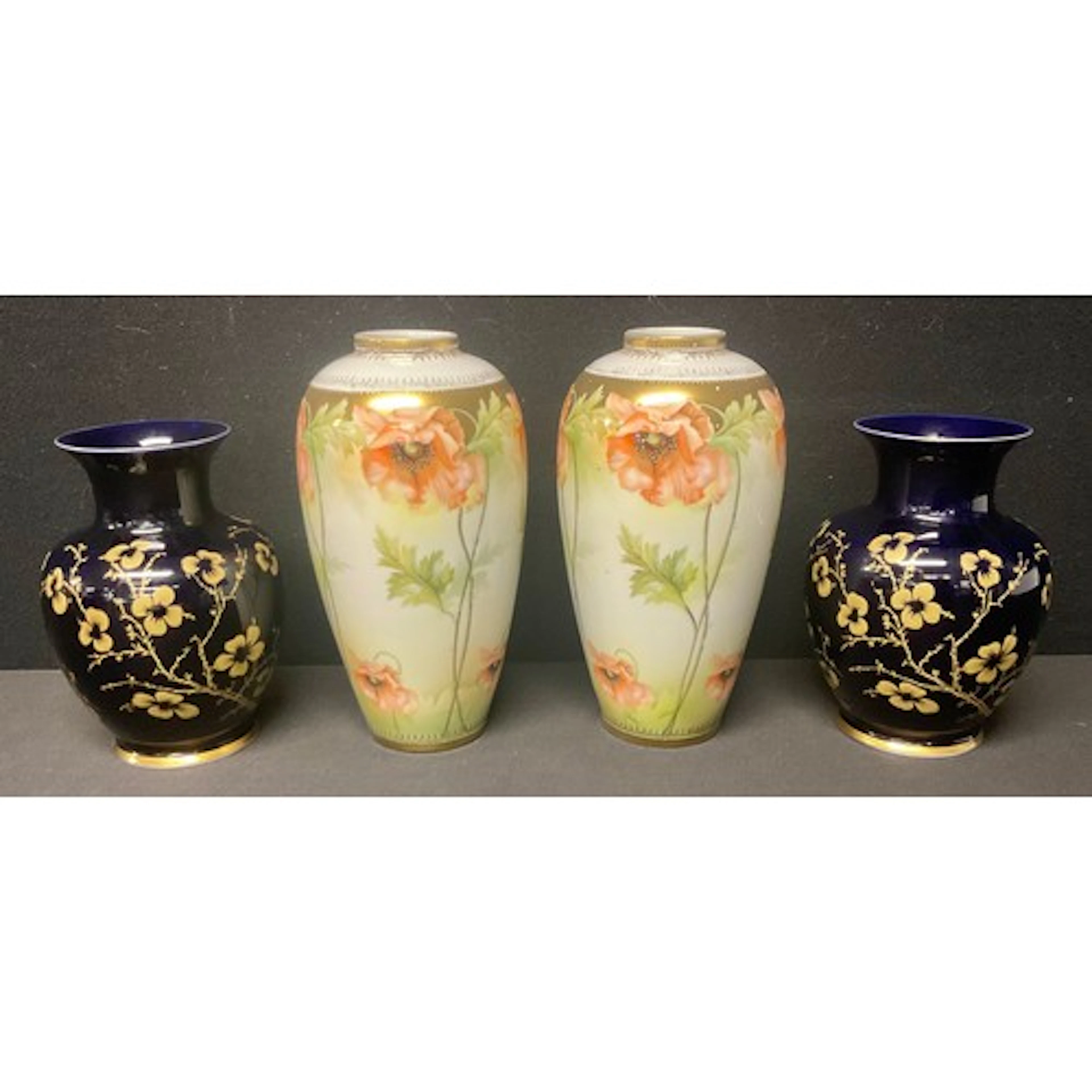 A pair of RS Suhl Prussian Art Nouveau vases, decorated with...