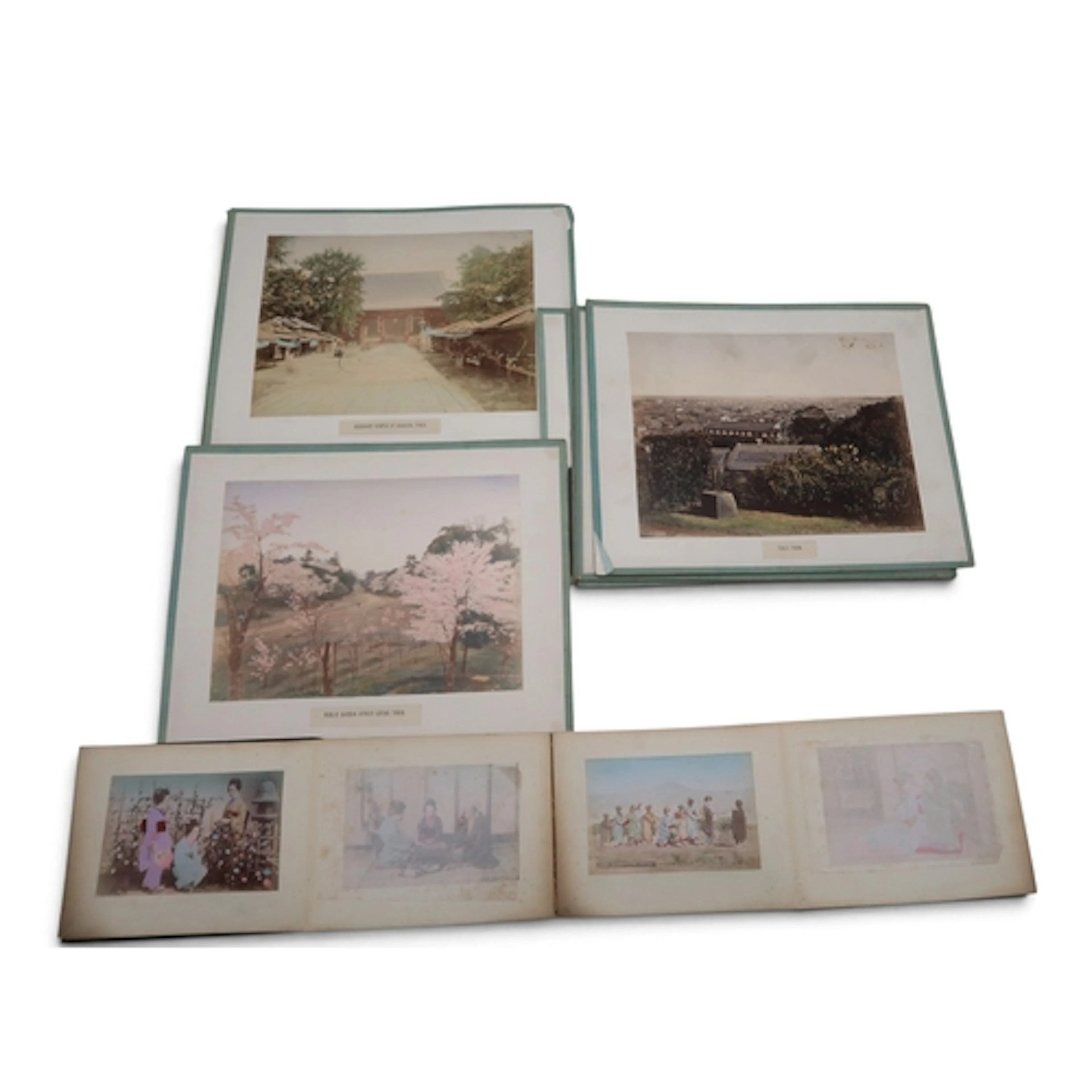 A series of coloured photographic views of Japan, including ...