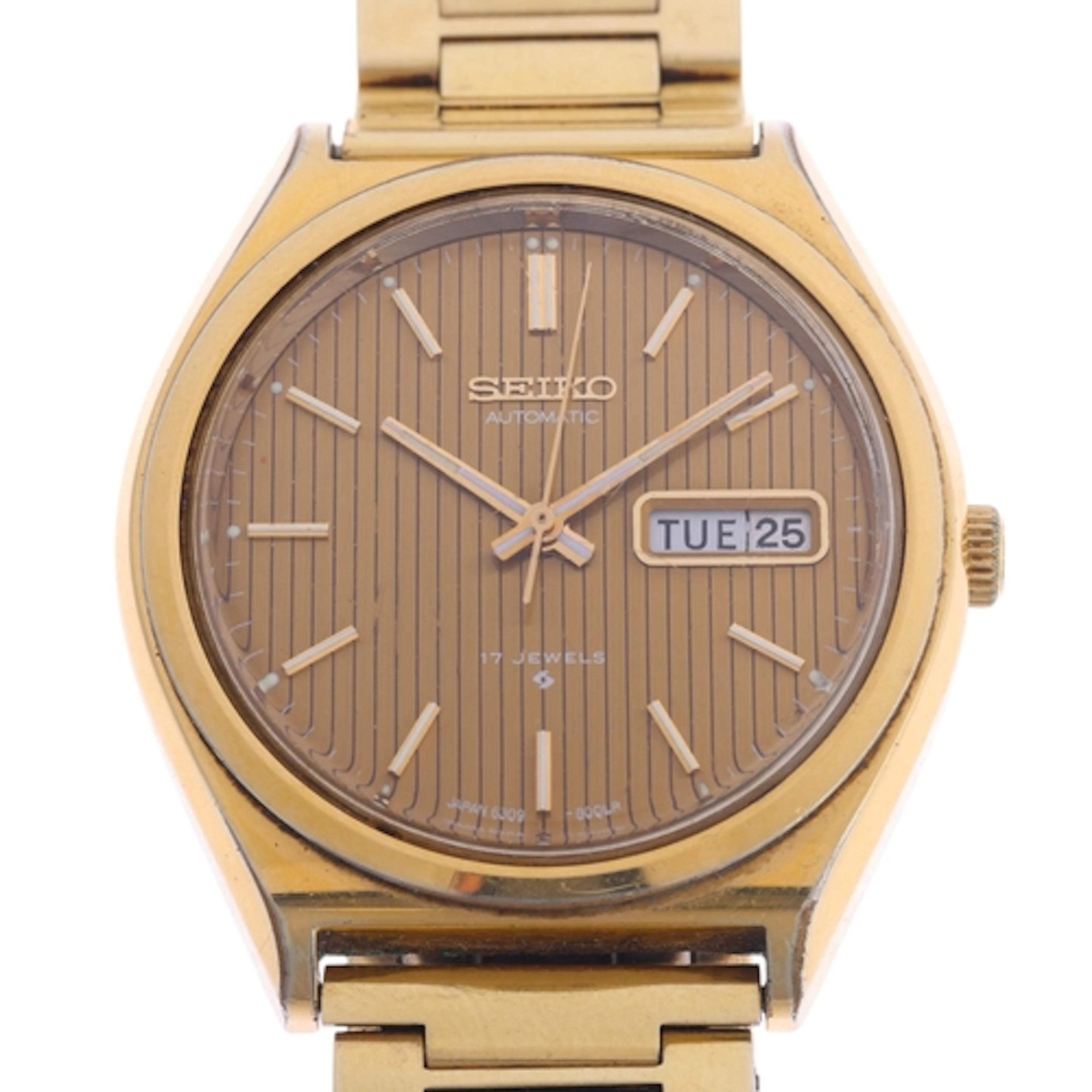 SEIKO - a gold plated stainless steel automatic calendar bra...