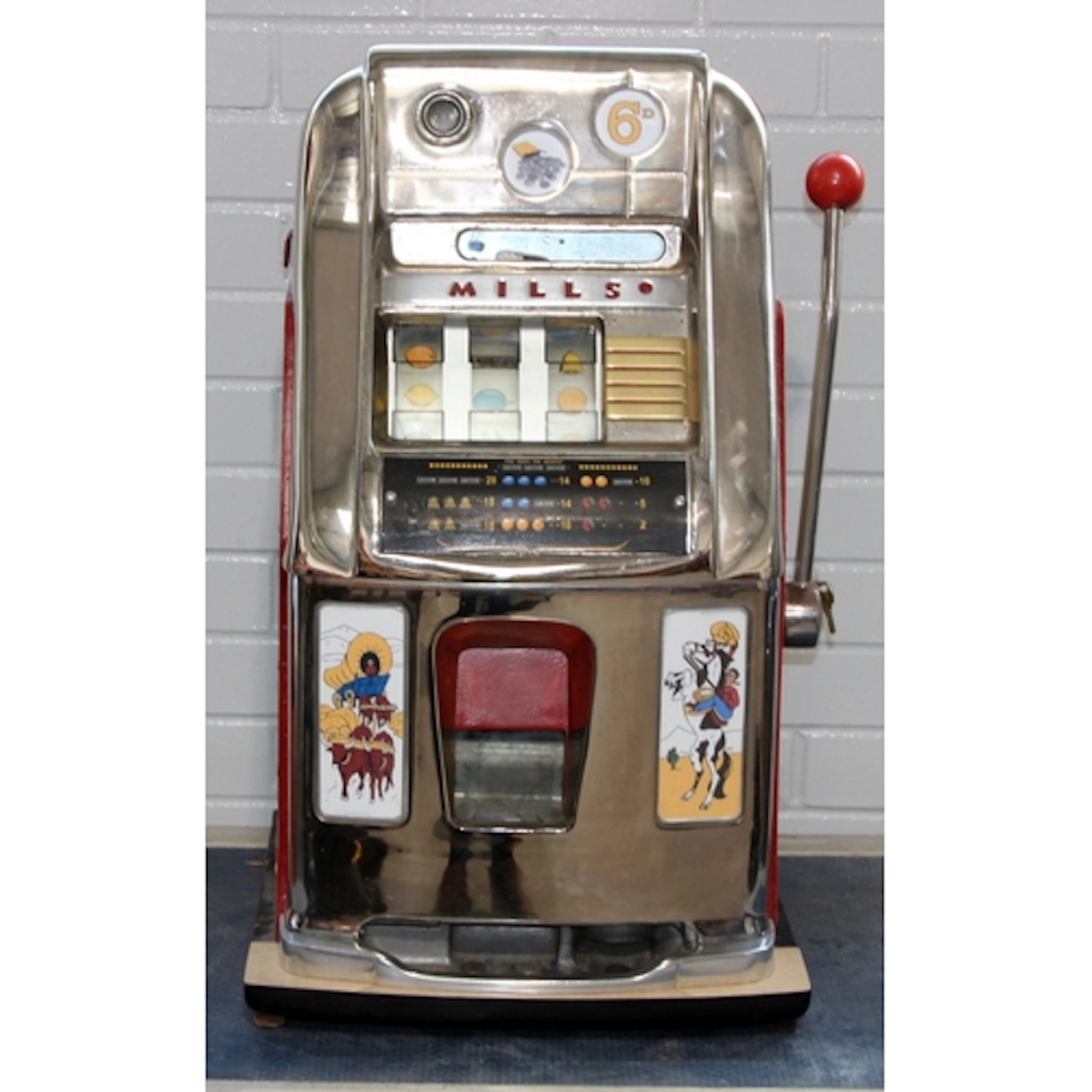 Vintage Mills Hi-Top one armed bandit with front panels depi...