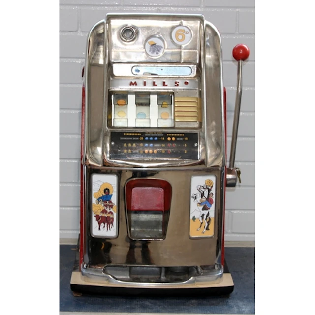 Vintage Mills Hi-Top one armed bandit with front panels depi...