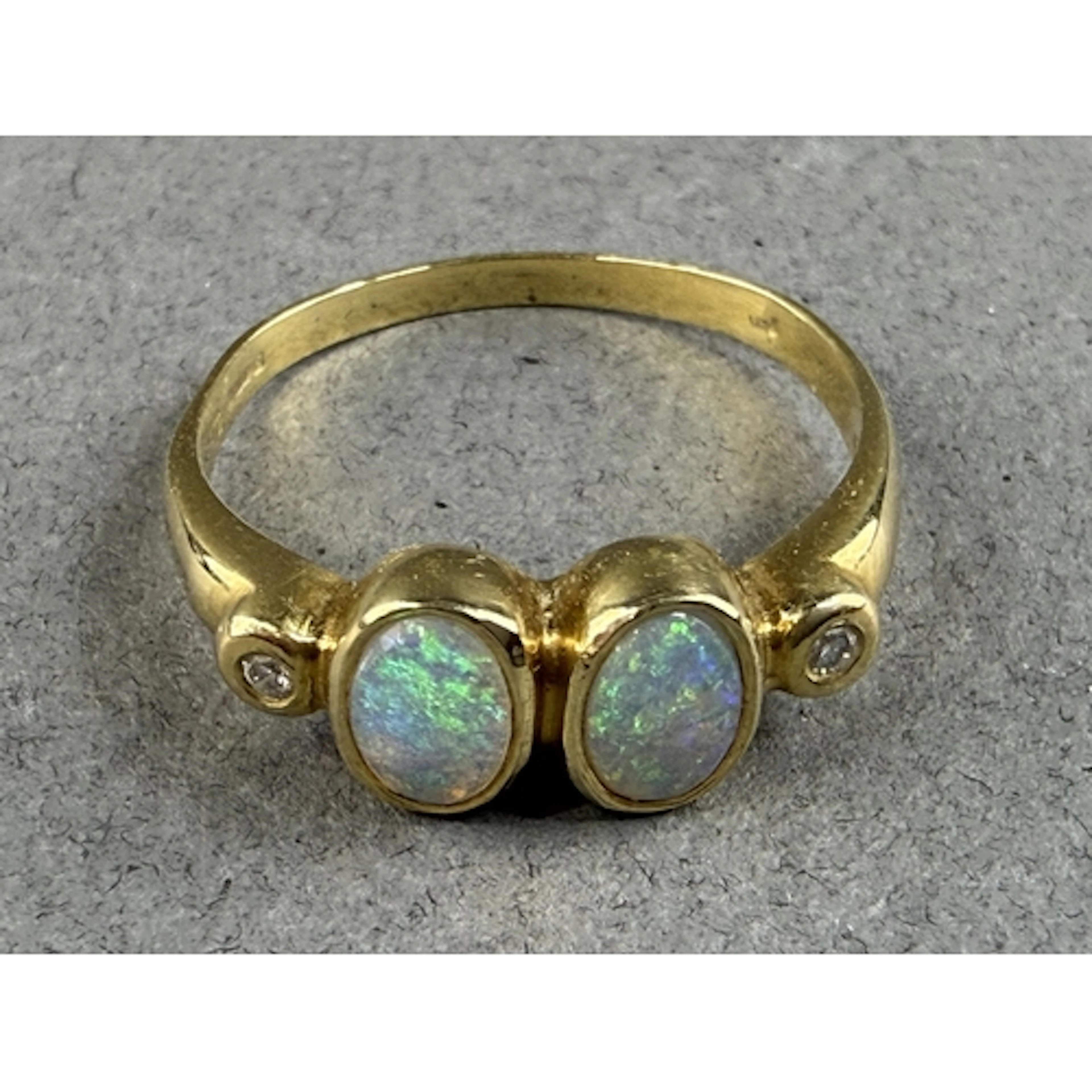 Jewellery- H/M 18ct Gold Opal and diamond ring, ring size Q,...