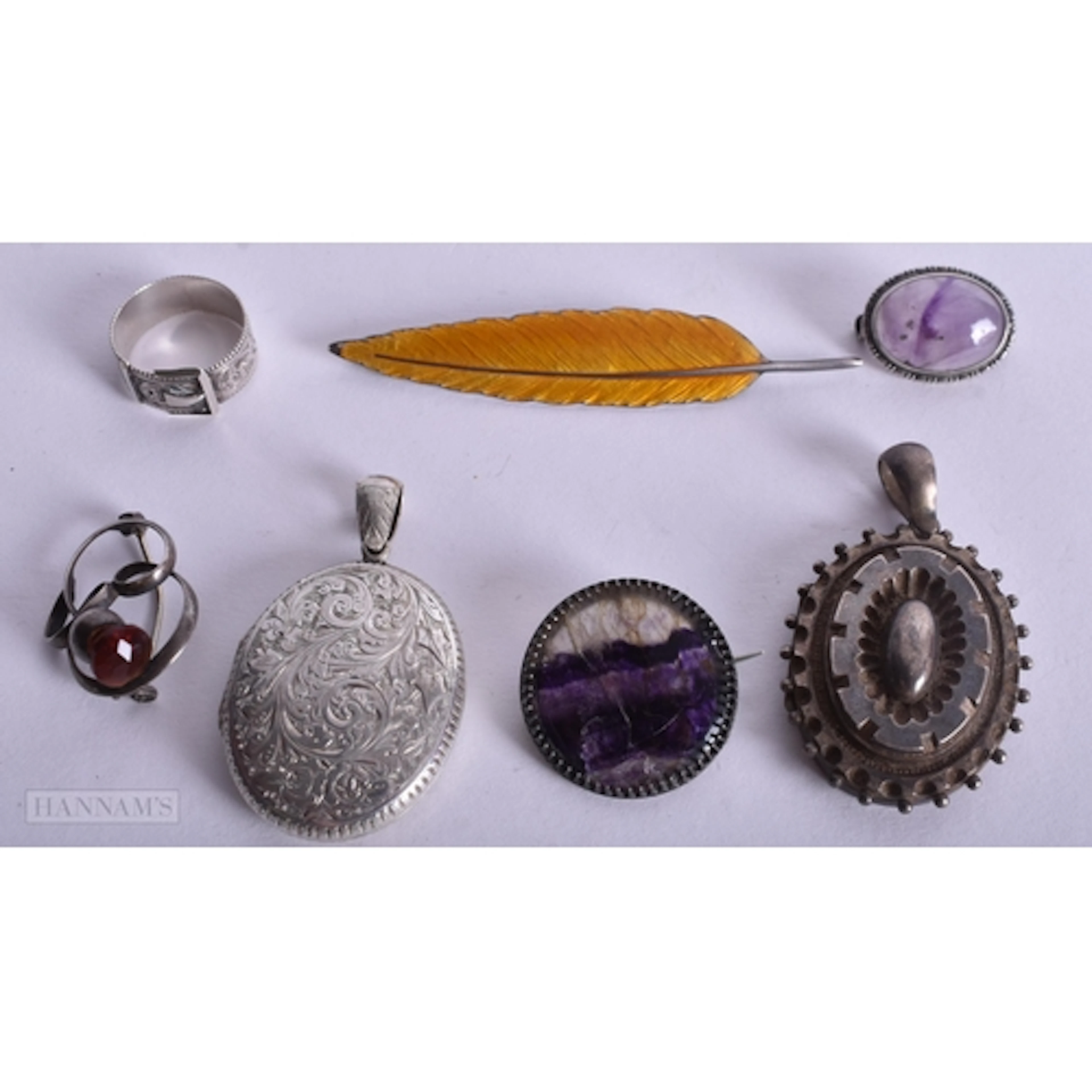 Collection of Silver Antique Jewellery inc. Locket, Blue Joh...