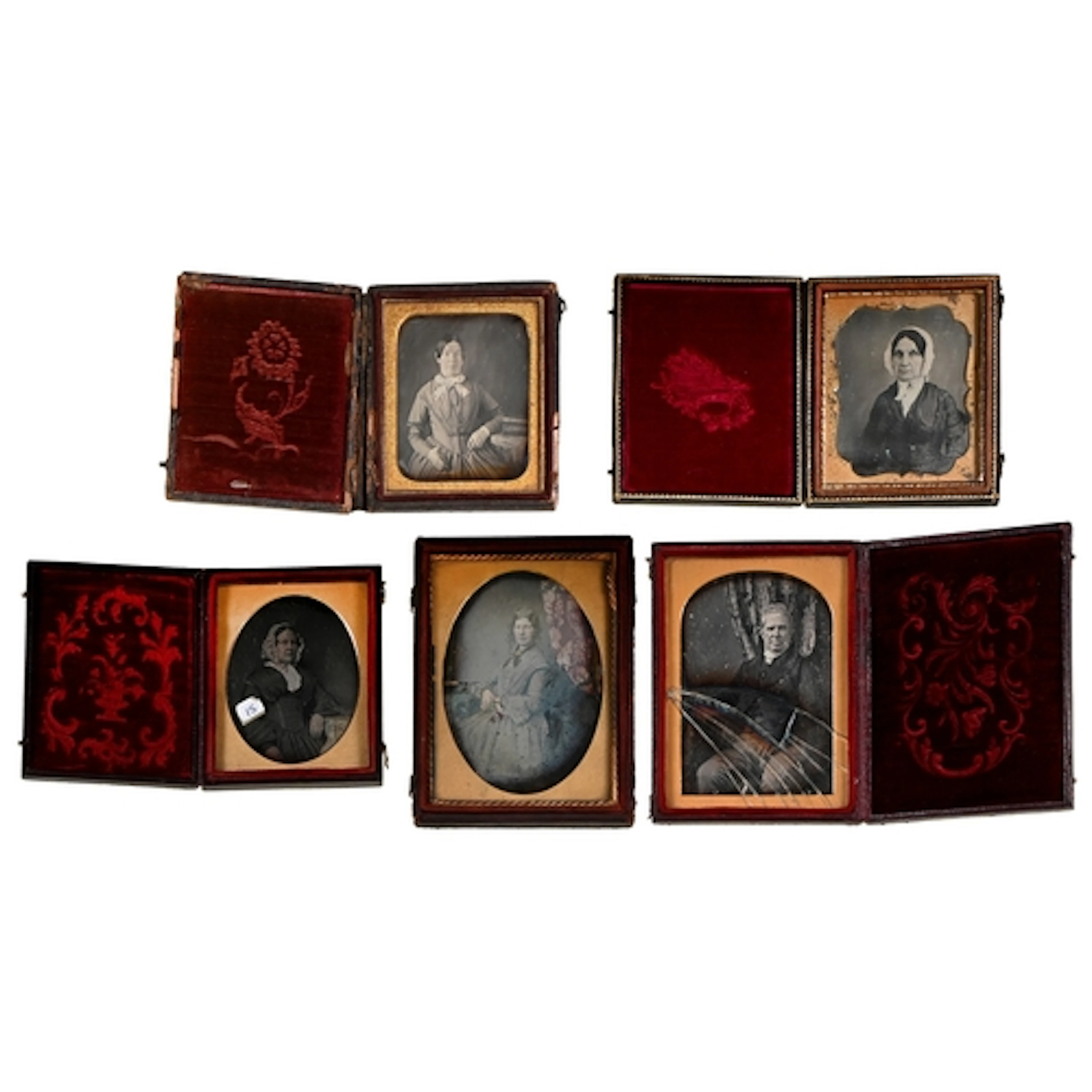 Photography. Three sixth-plate daguerreotype portraits of la...