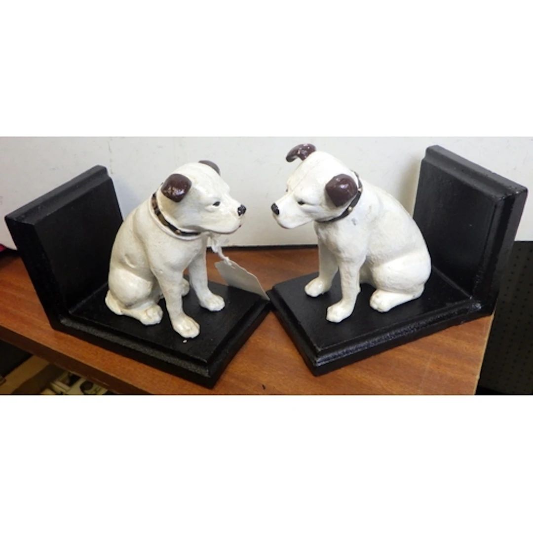A pair of cast “Nipper” bookends