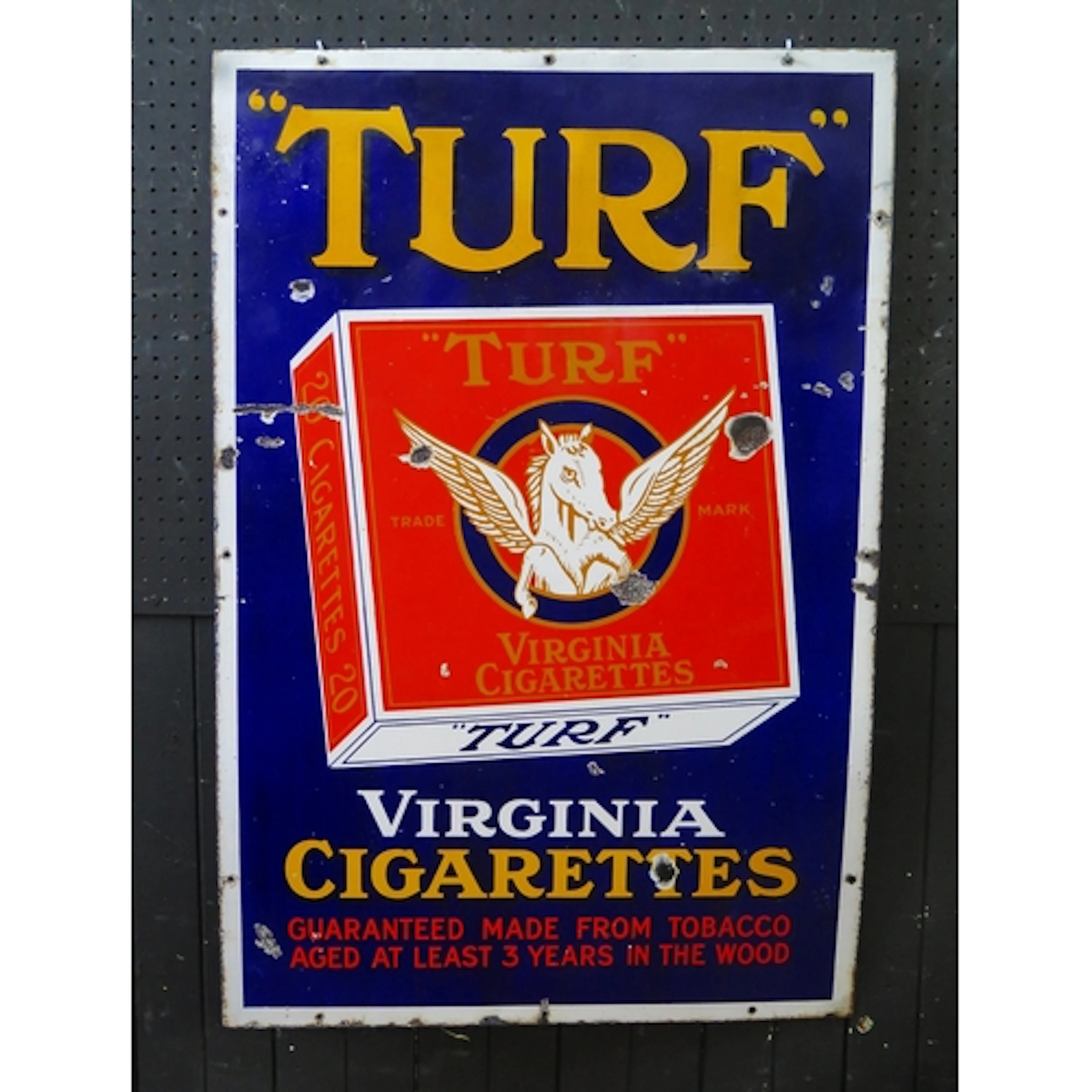 "Turf Virginia Cigarettes" - an enamel advertising sign, 91c...
