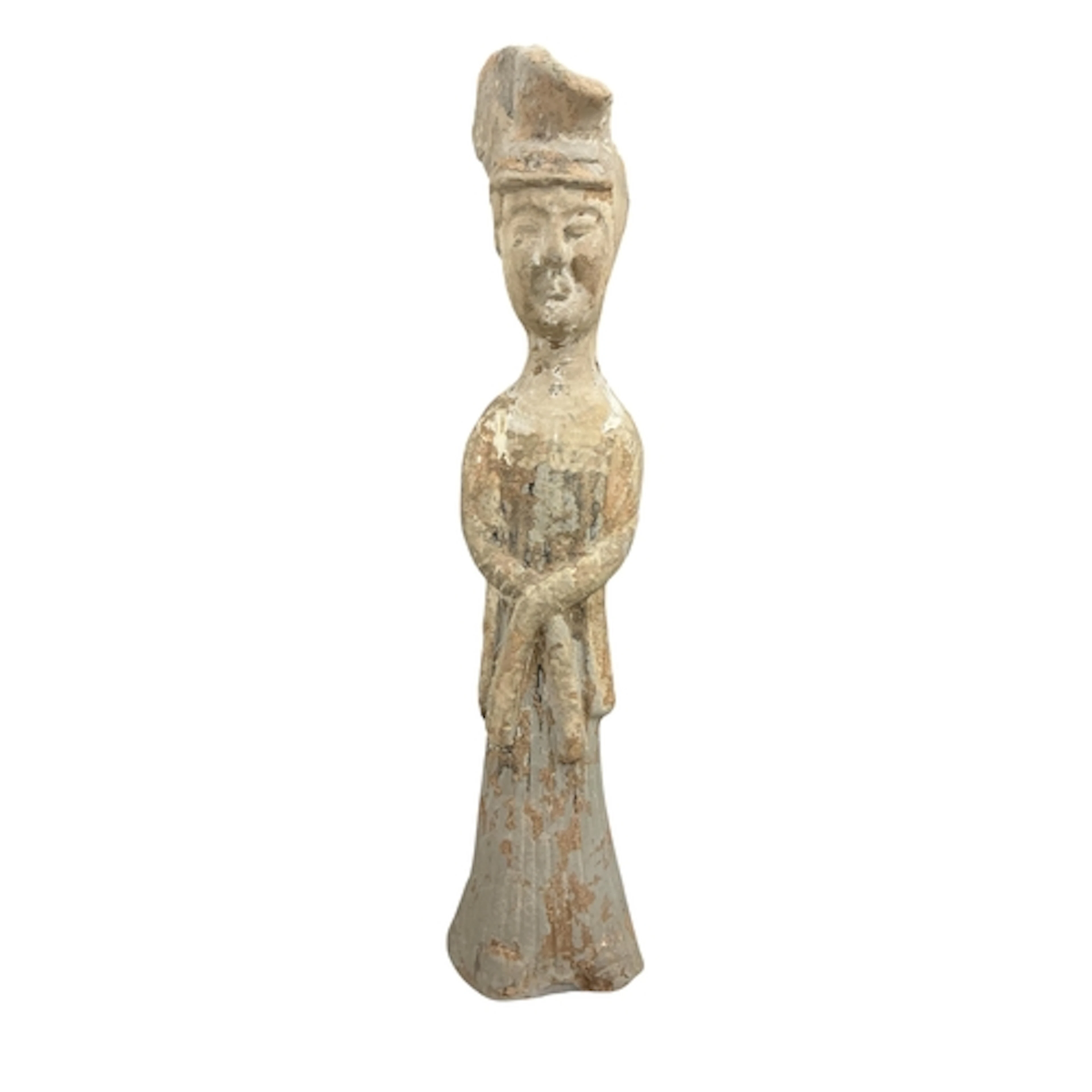 A Chinese pottery figure of a court lady, probably Tang Dyna...