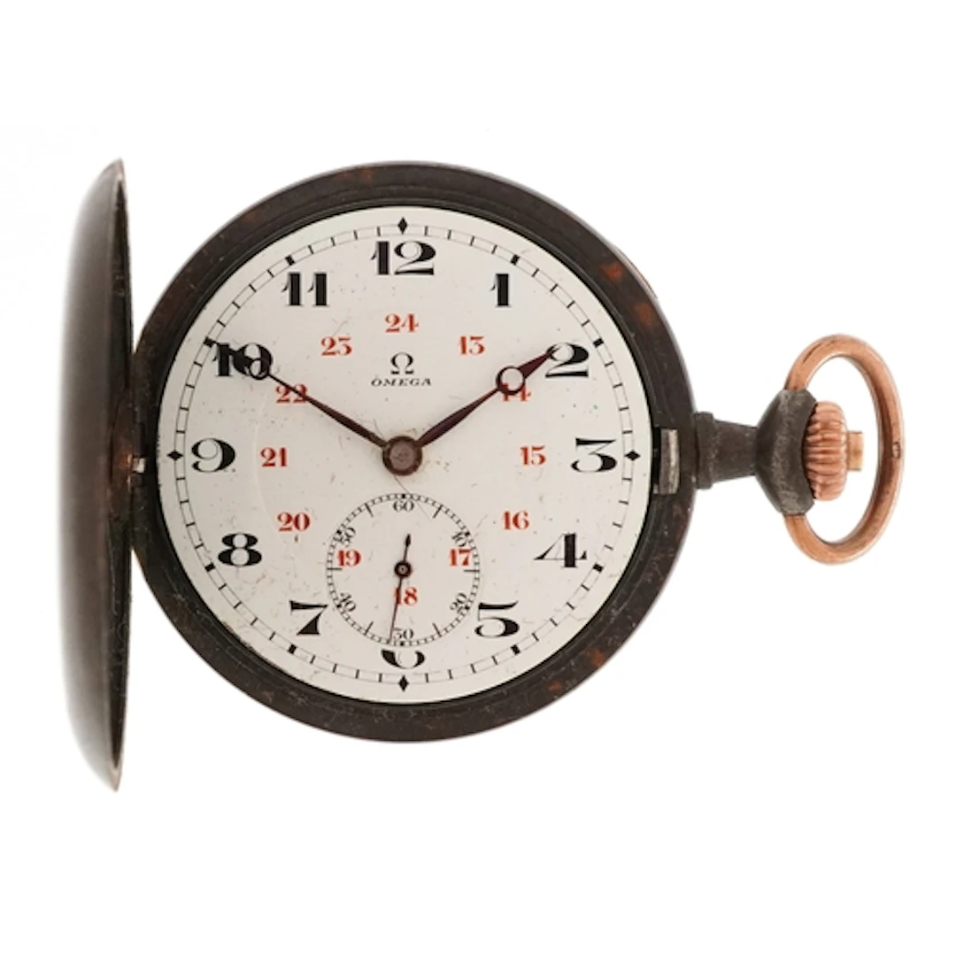 Omega, gunmetal cased full hunter pocket watch with subsidia...
