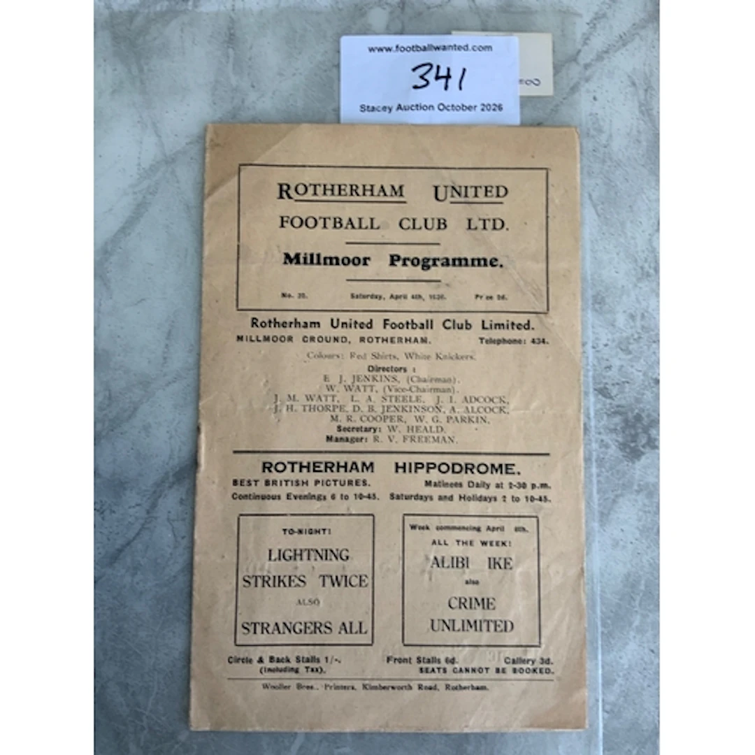 35/36 Rotherham v Chesterfield Football Programme: Good cond...