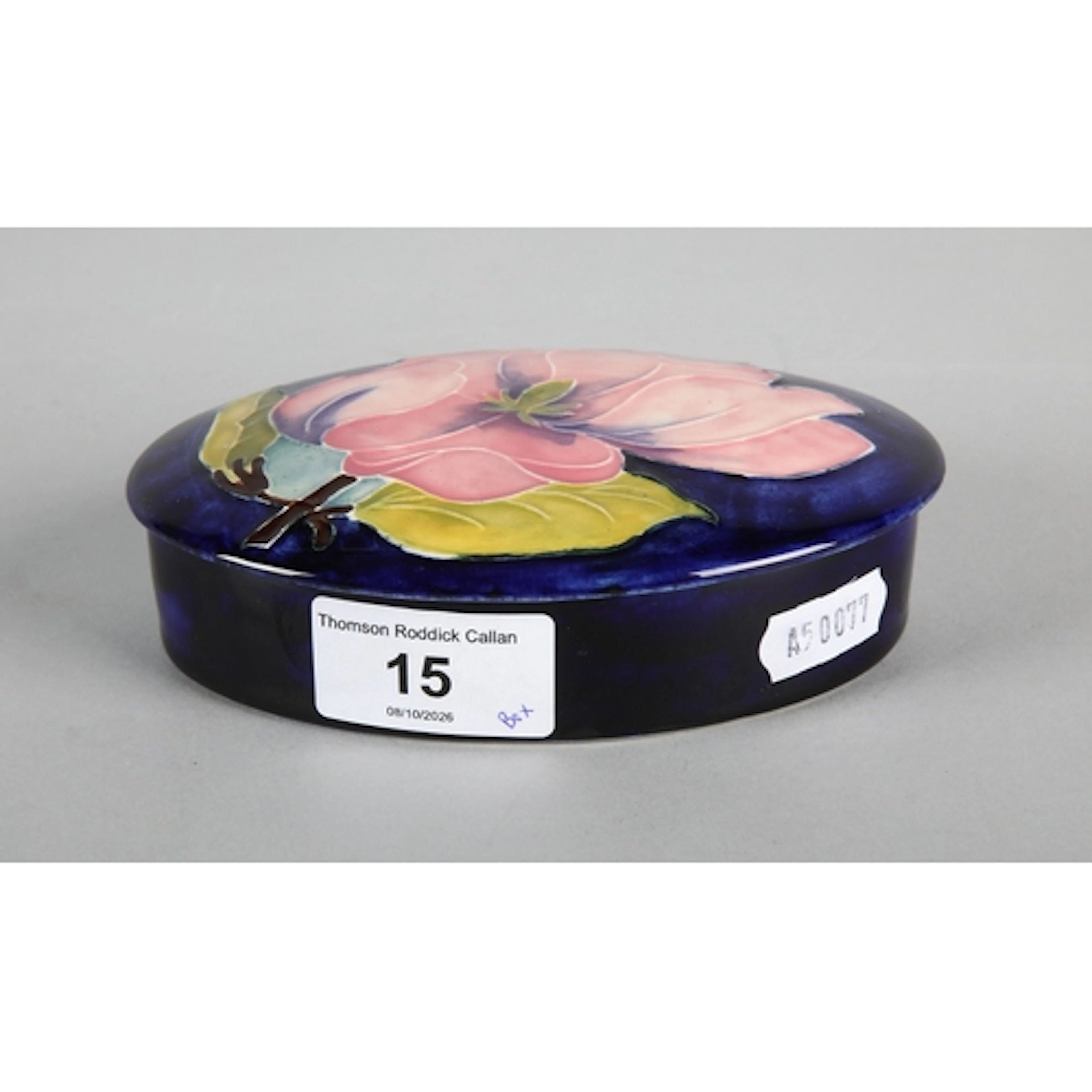 Moorcroft pottery Magnolia patterned trinket dish and cover,...
